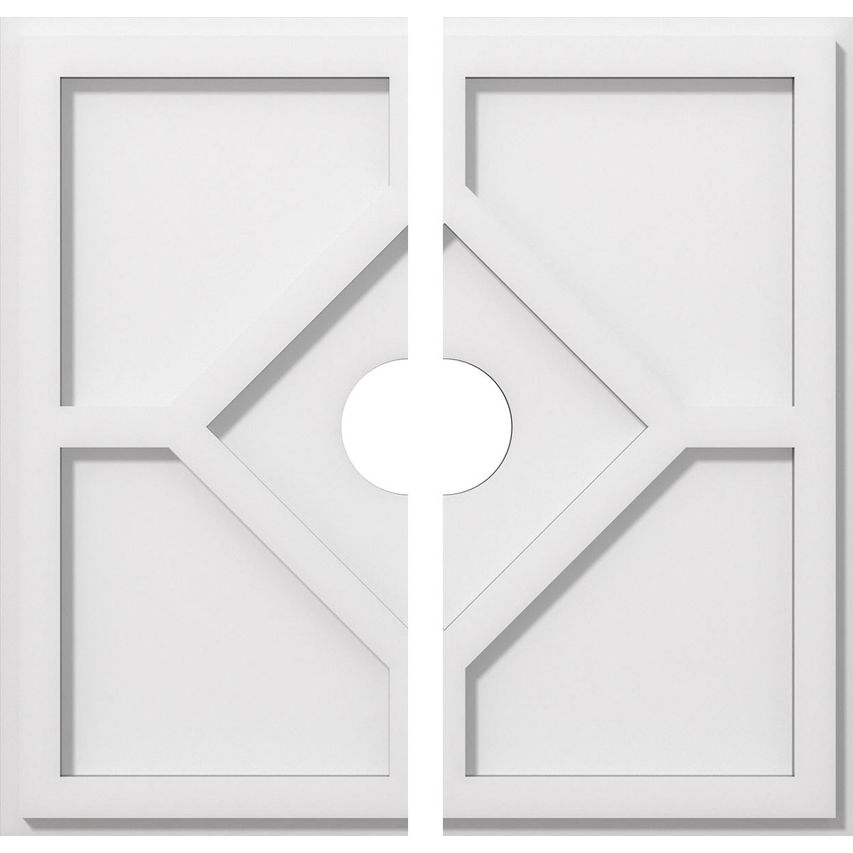 Ekena Millwork CMP18EY2-03000 Embry 18-in W x 18-in L Contemporary White PVC Split Ceiling Medallion