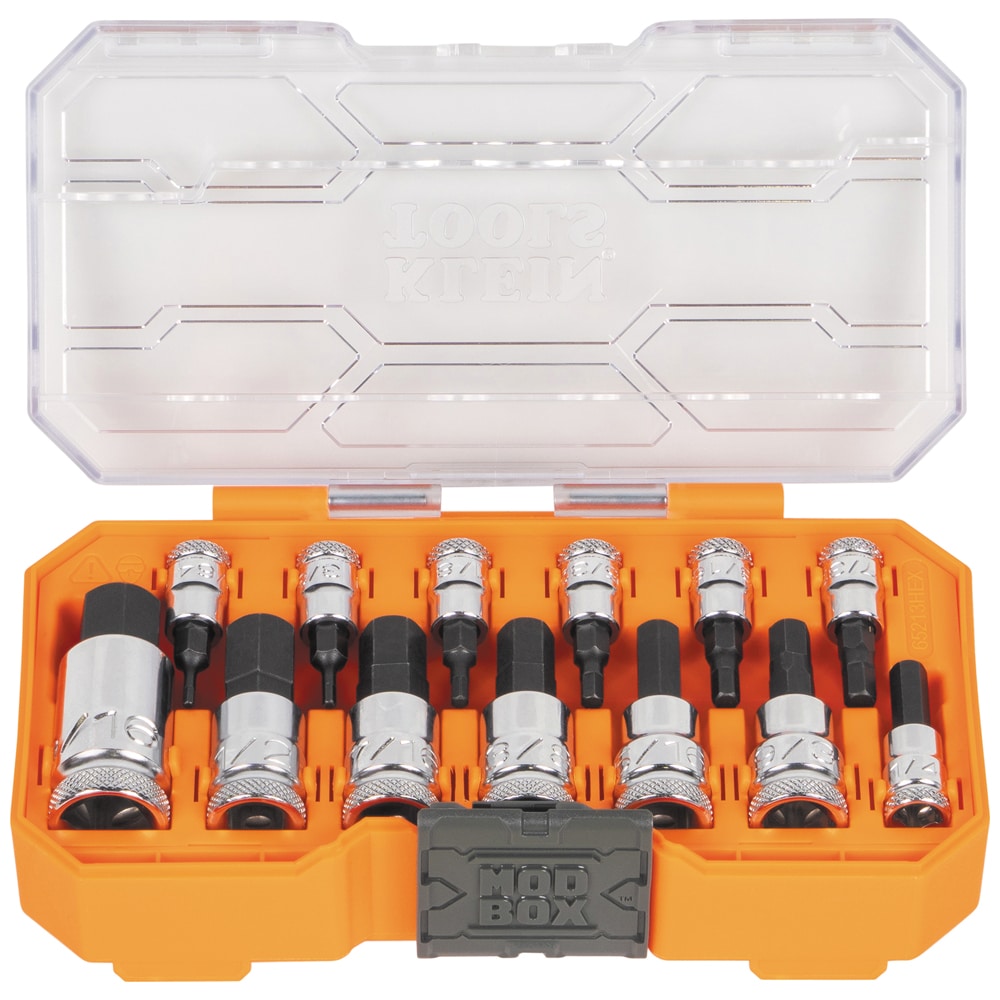 Klein Tools Knurled Hex Bit Socket Set, SAE, 13-Piece #65213HEX