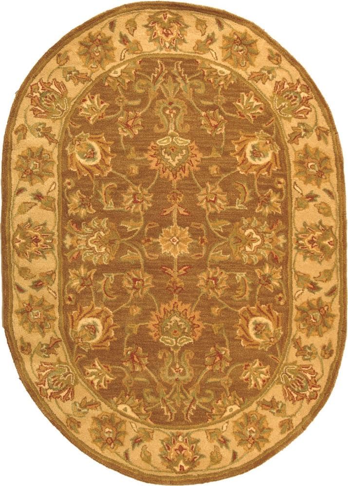 Safavieh HG343K-5OV Heritage Kavili 5 x 7 (ft) Tufted Wool Brown/Ivory Oval Indoor Floral/Botanical Oriental Area rug