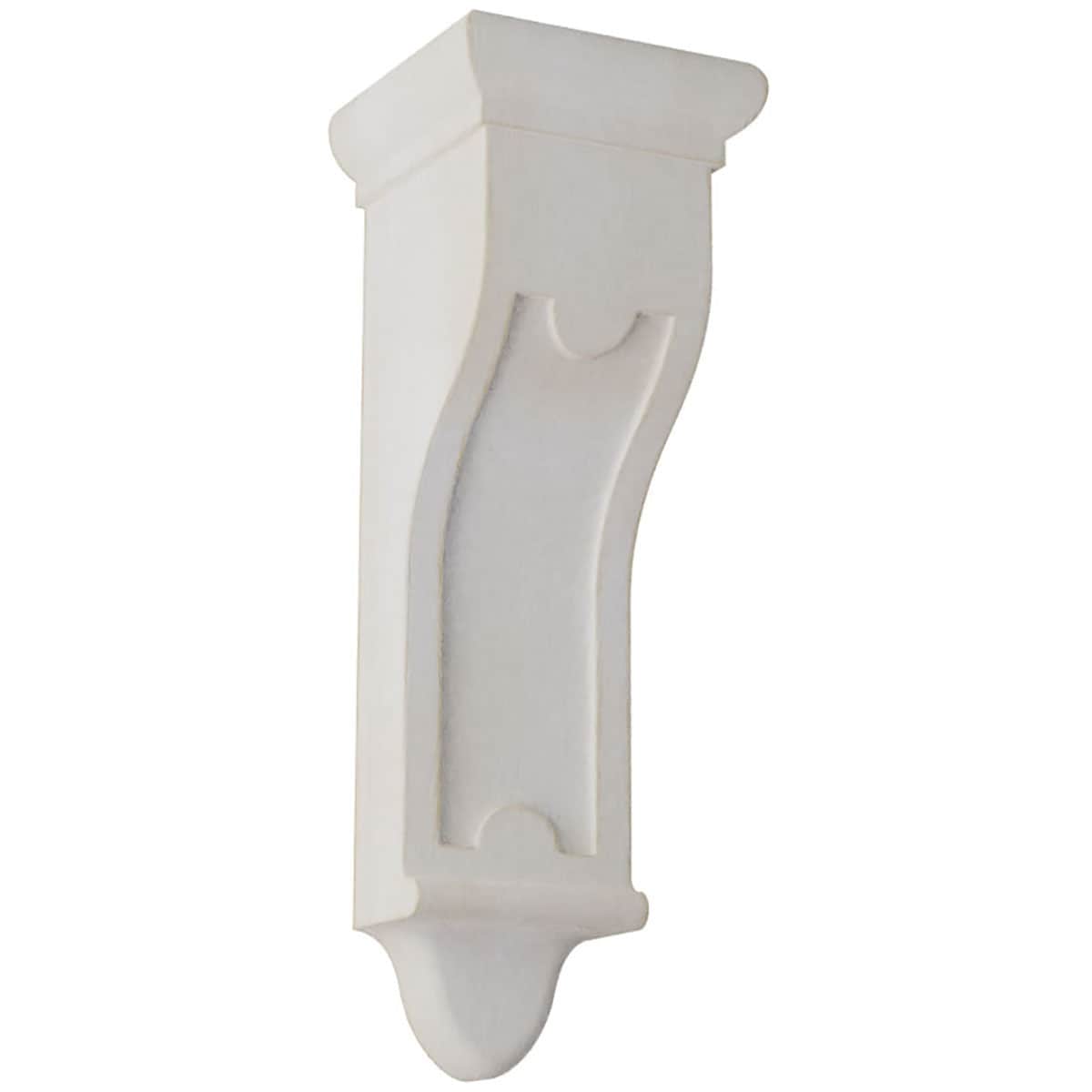 Ekena Millwork CORWD04X04X12ARWH 4-in x 4-in x 12-in Vintage Decor Finished Rubberwood White Wood Paintable/Stainable Corbel