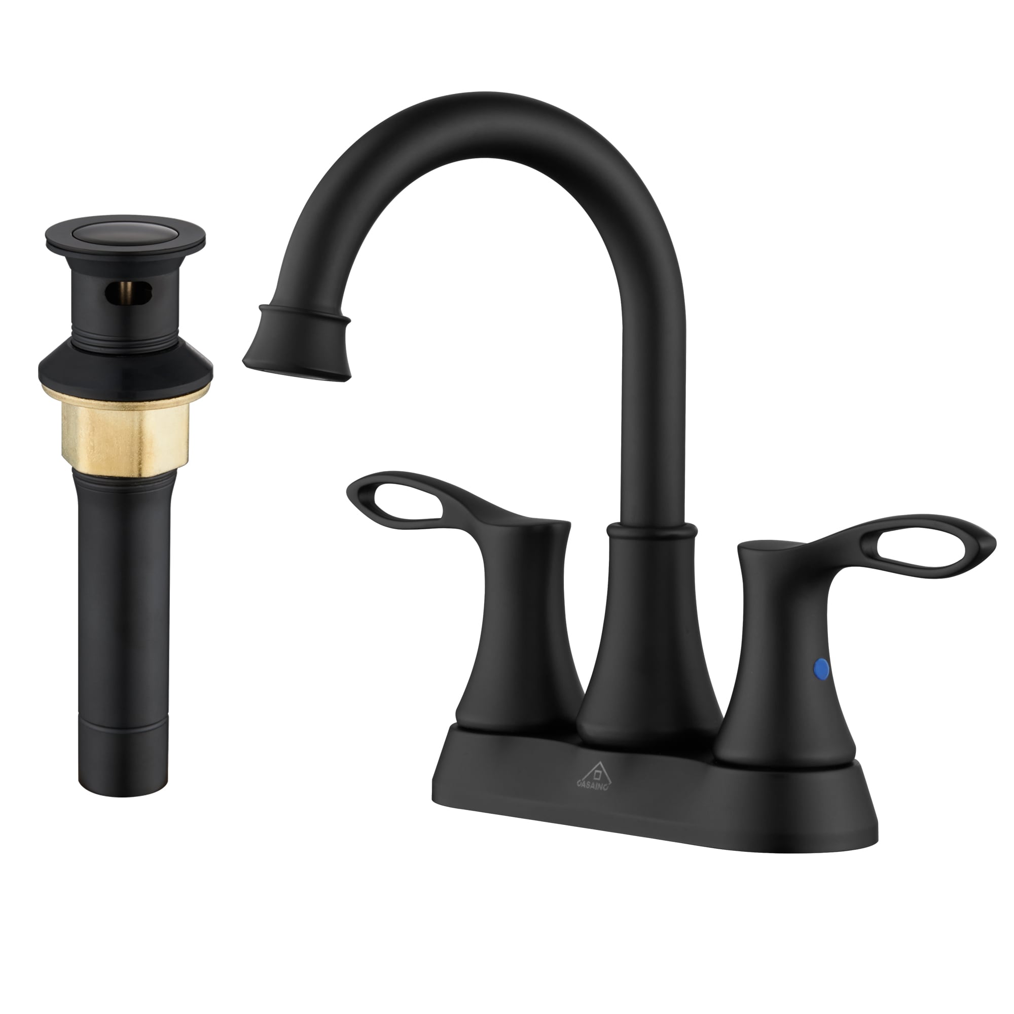 Clihome CL-LTC404ORB Matte Black 4-in centerset 2-handle WaterSense High-arc Commercial/Residential Handle Bathroom Sink Faucet with Drain