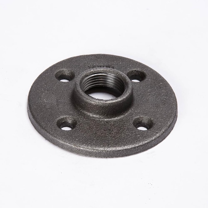 Black Cast Iron Flanged Base DN25 1'' Threaded Floor Pipe Fittings Wall Mount 