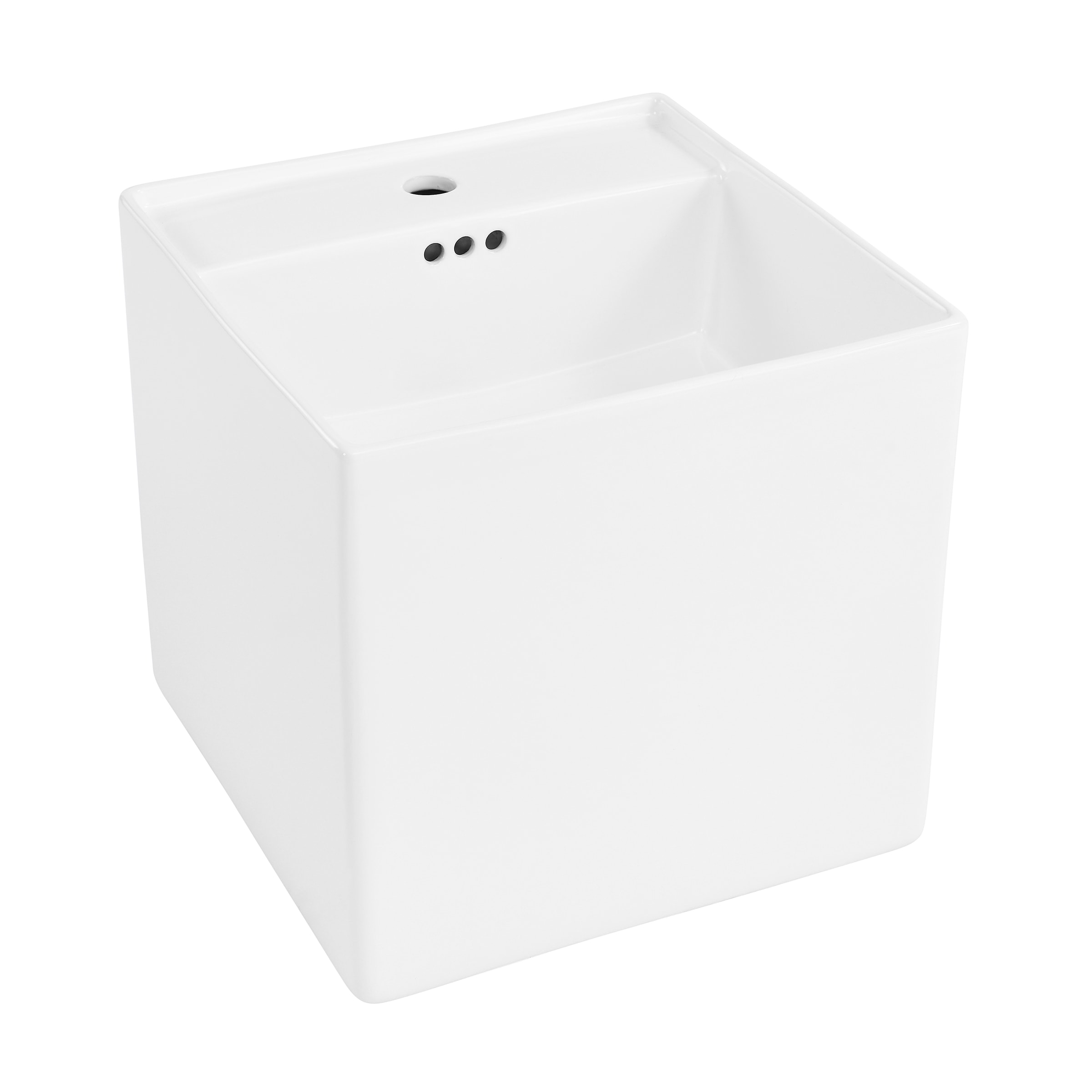 Swiss Madison SM-25-WSSTR03WH Strasbourg Ceramic Wall-mount Square Modern Glossy White Bathroom Sink ( 17-Inches x 17-Inches )