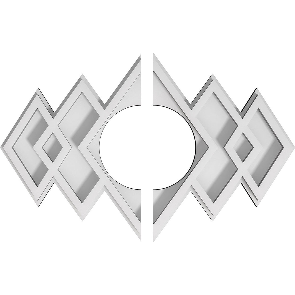 Ekena Millwork CMP10X6ZE2-03000 Zoe 10-Inches W x 6.625-Inches L Contemporary White PVC Split Ceiling Medallion