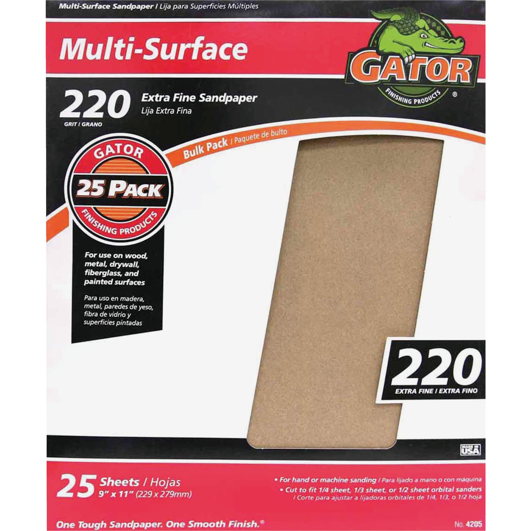 Ali Industries Gator 11 in. L x 9 in. W 220 Grit Fine Aluminum Oxide ...