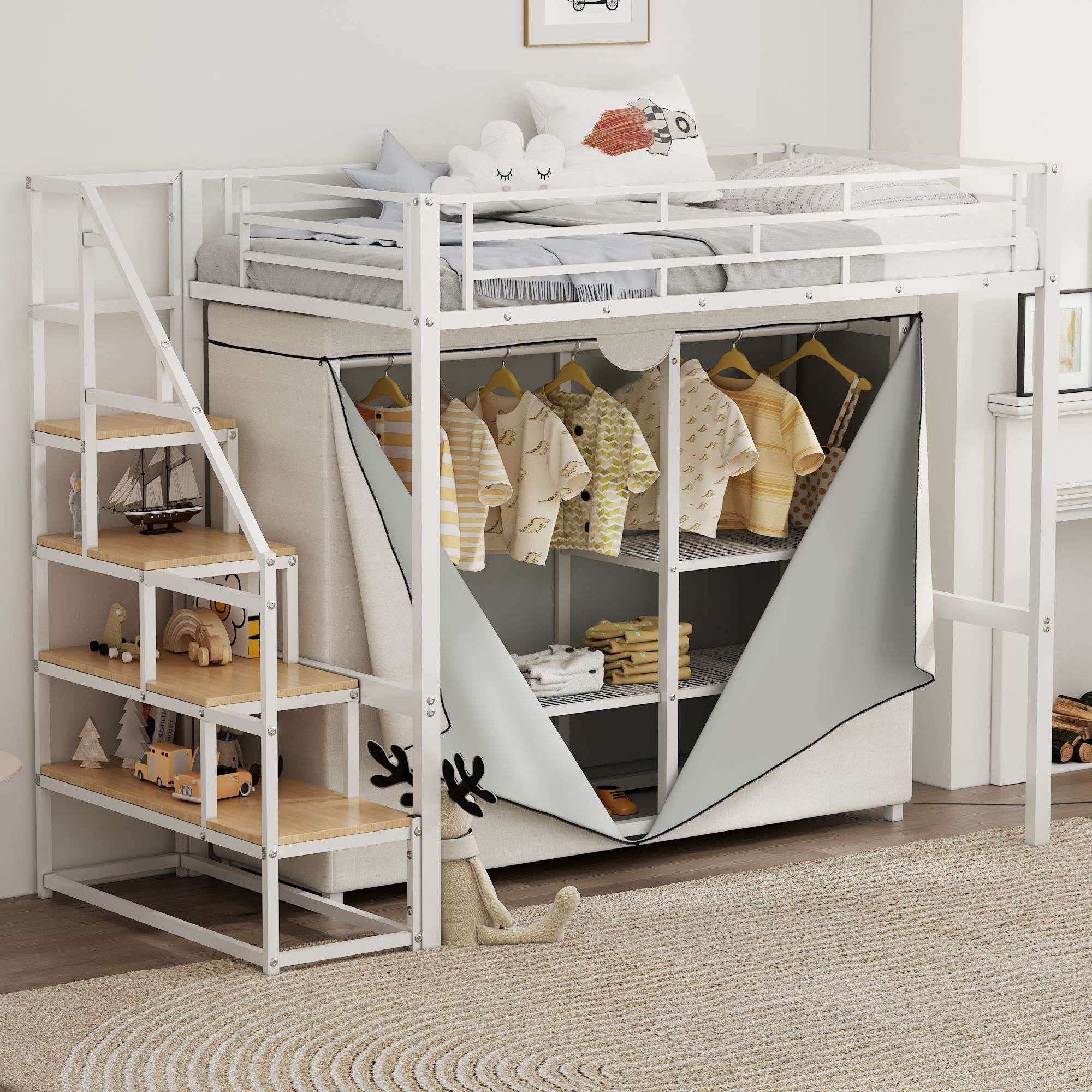 Yiekholo - White Twin loft Bunk Bed