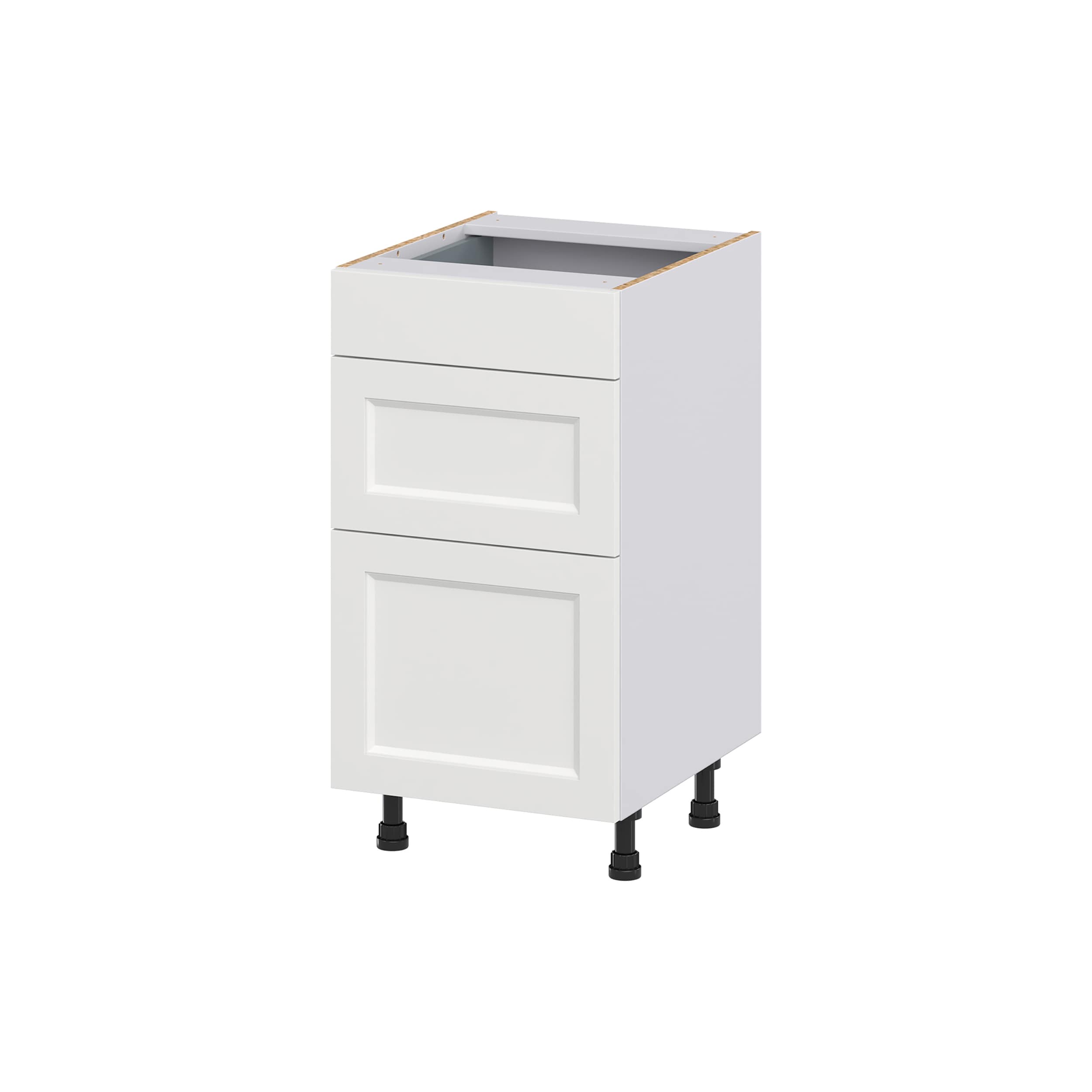 Hugo&Borg Riviera 12-in W x 34.5-in H x 21-in D Bright White 3-Drawer Base Fully Assembled Cabinet (Recessed Panel Style)