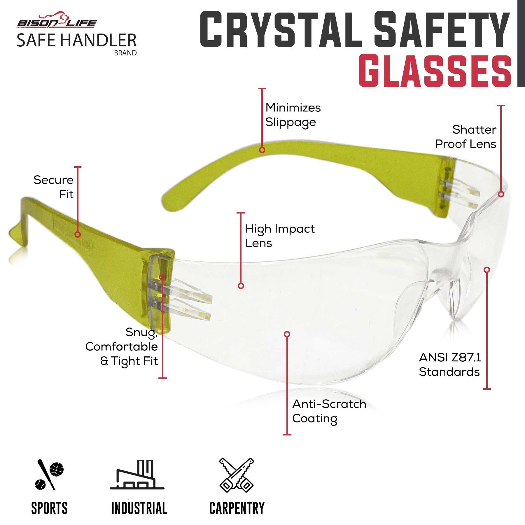 BISON LIFE SH-CR-CLLCT-SG4Y-24 Protective-Eye-Wear - View #3