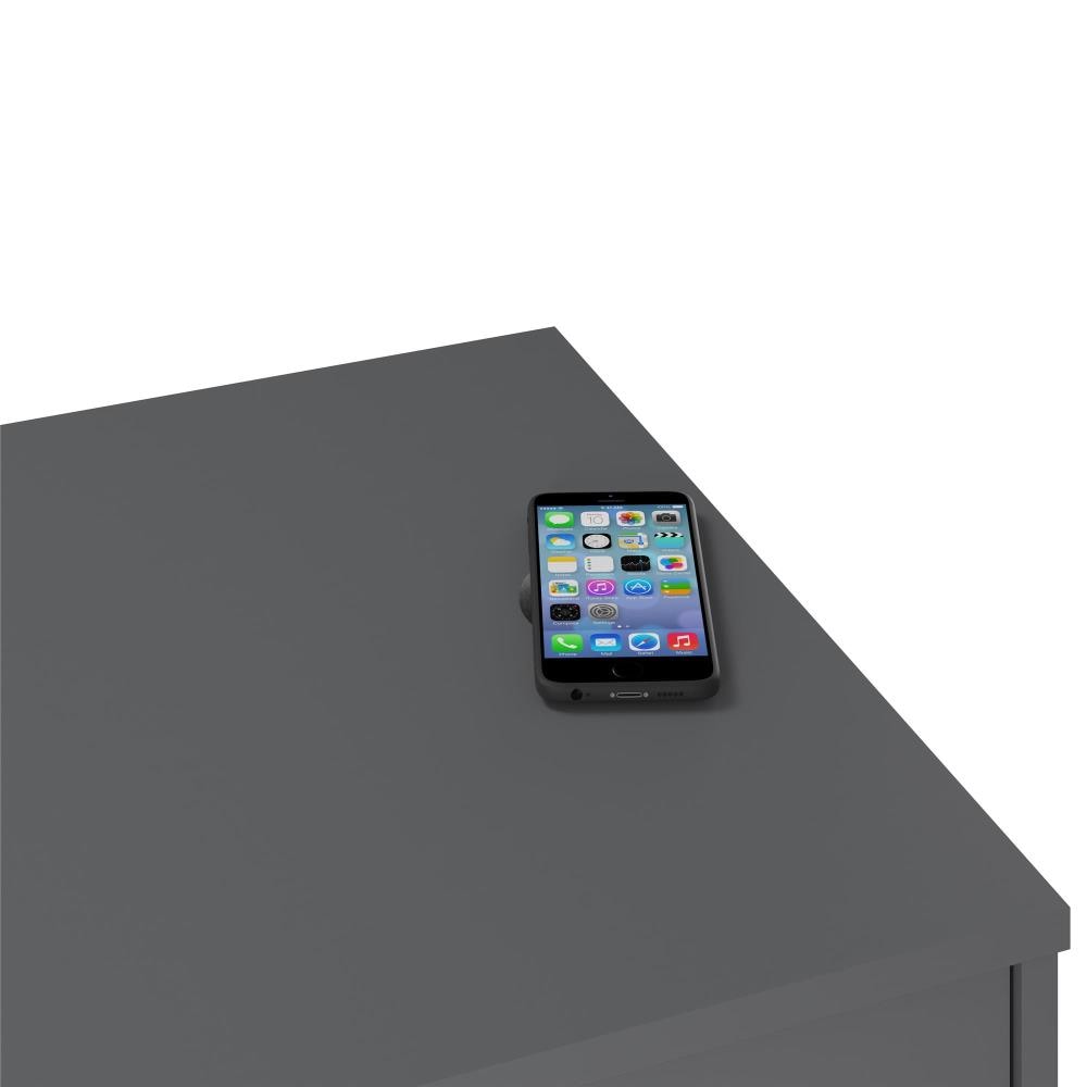 Graphite Gray and Gold Wireless Charging Writing Desk with Drawers