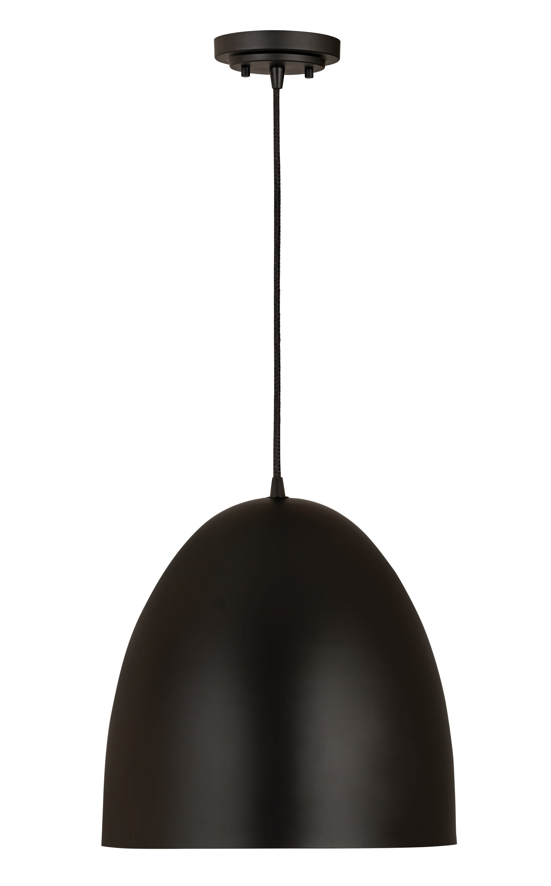 Matte Black Contemporary Dome Pendant Light