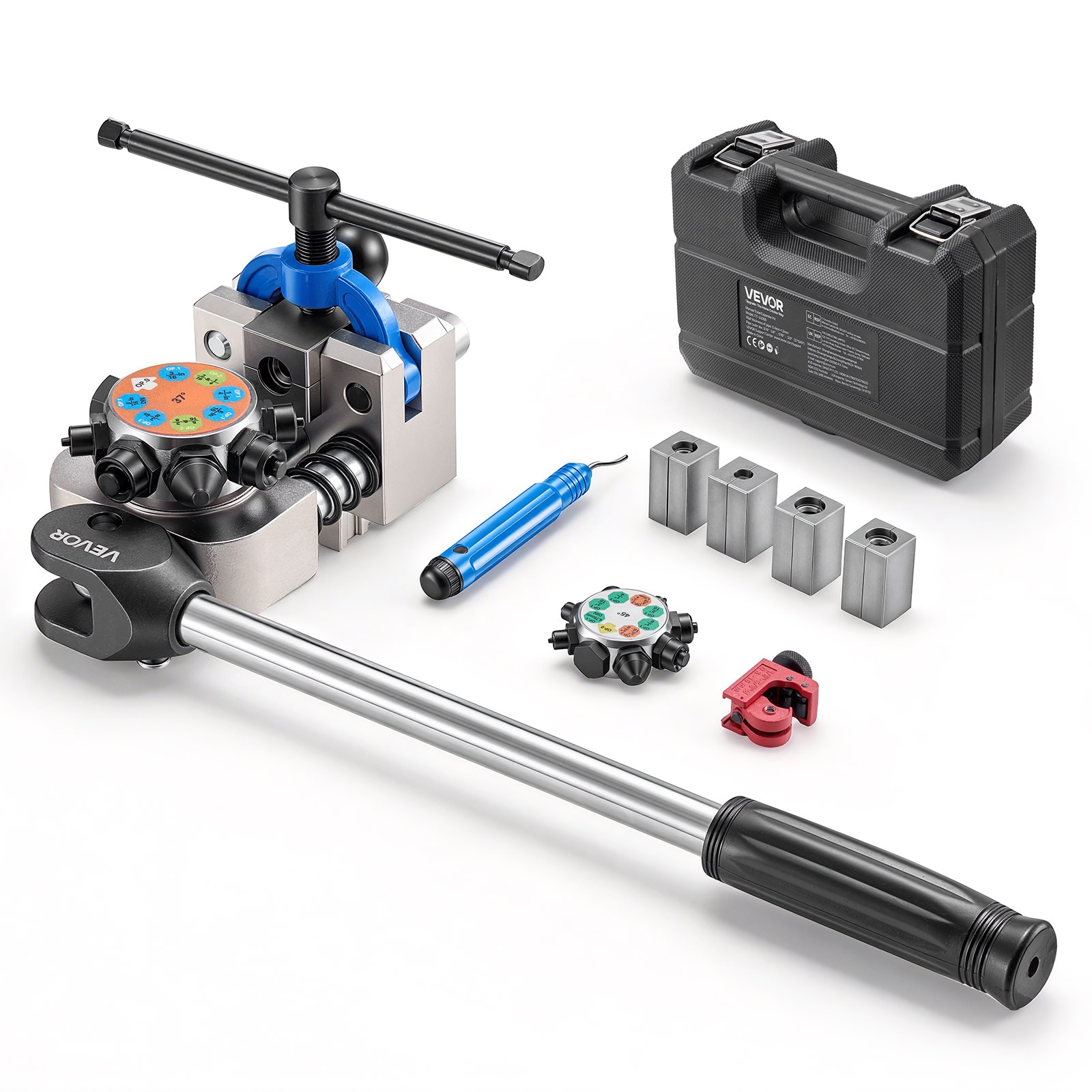 VEVOR Brake Line Flaring Tool 45 and 37 Degree Double Flare Bubble Flare Tool Kit for 3/16in  1/4in  5/16in  3/8in Copper Aluminum Thin Steel Tubes