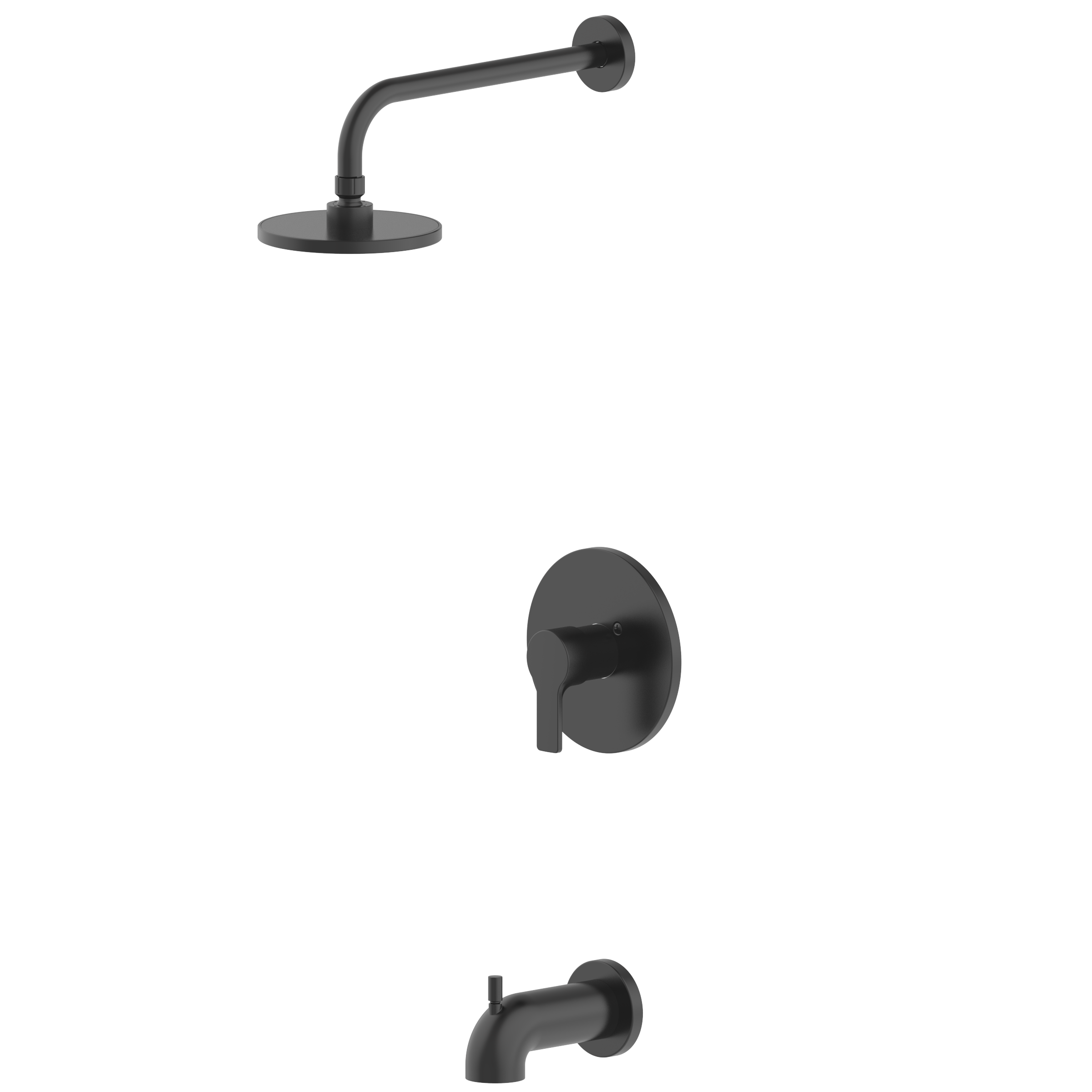 Project Source 65873X-117001 Matte Black 1-handle Single function 5.98-in Round Bathtub and shower Faucet with Valve