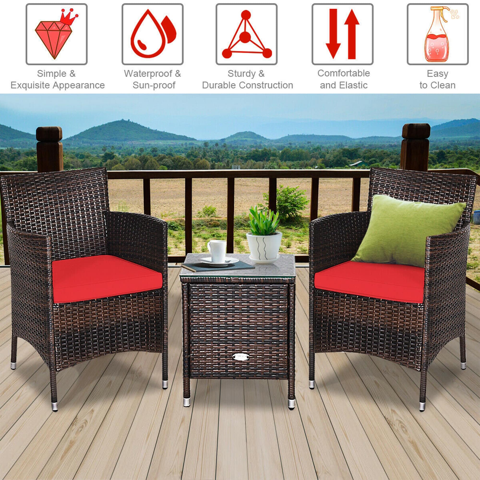 WELLFOR OUJ63850RE Patio-Conversation-Sets - View #4