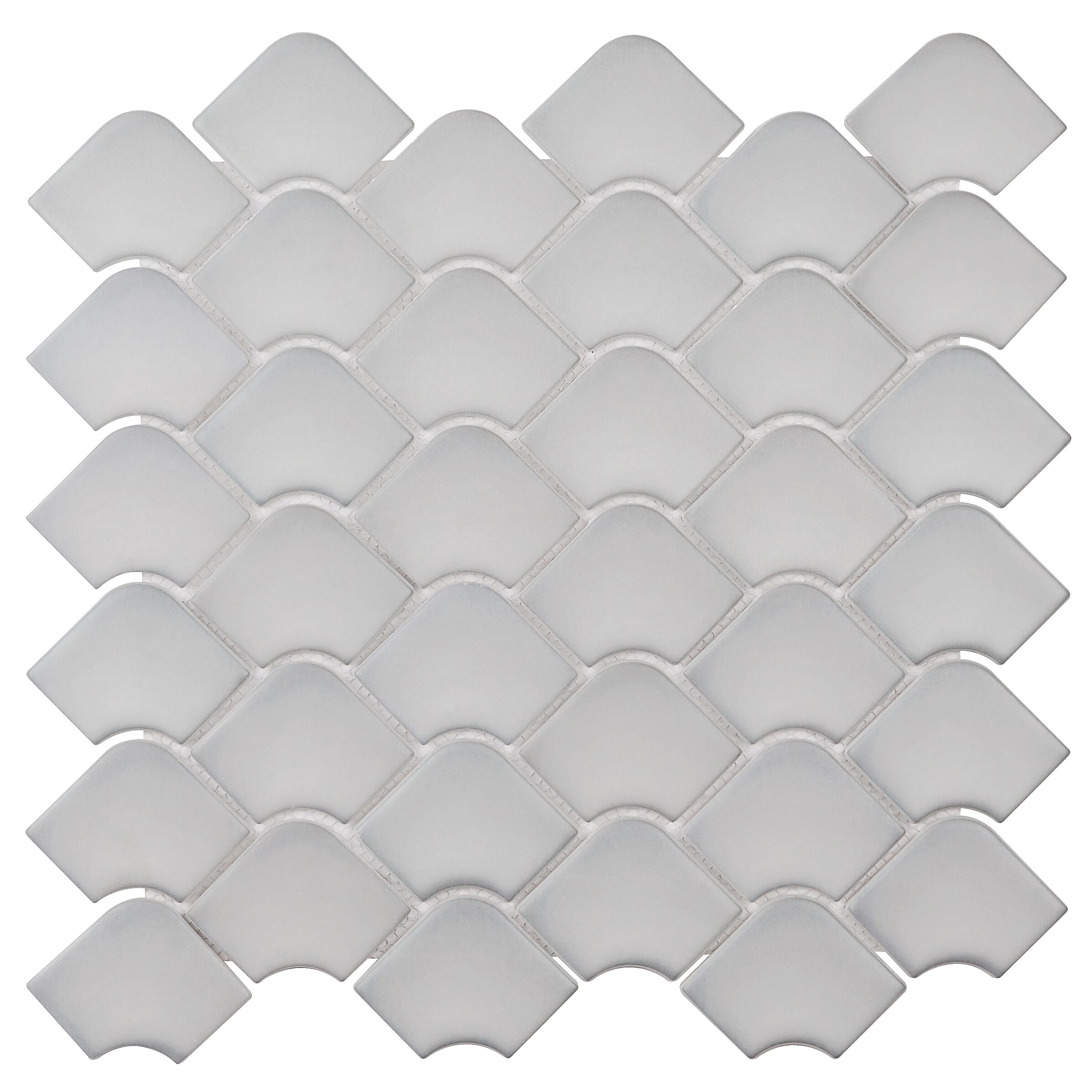 Artmore Tile EXT3RD109201 Amo Gray 6.27 in. x 6.57 in. Matte Glass Wall Fishscale Mosaic Tile Sample