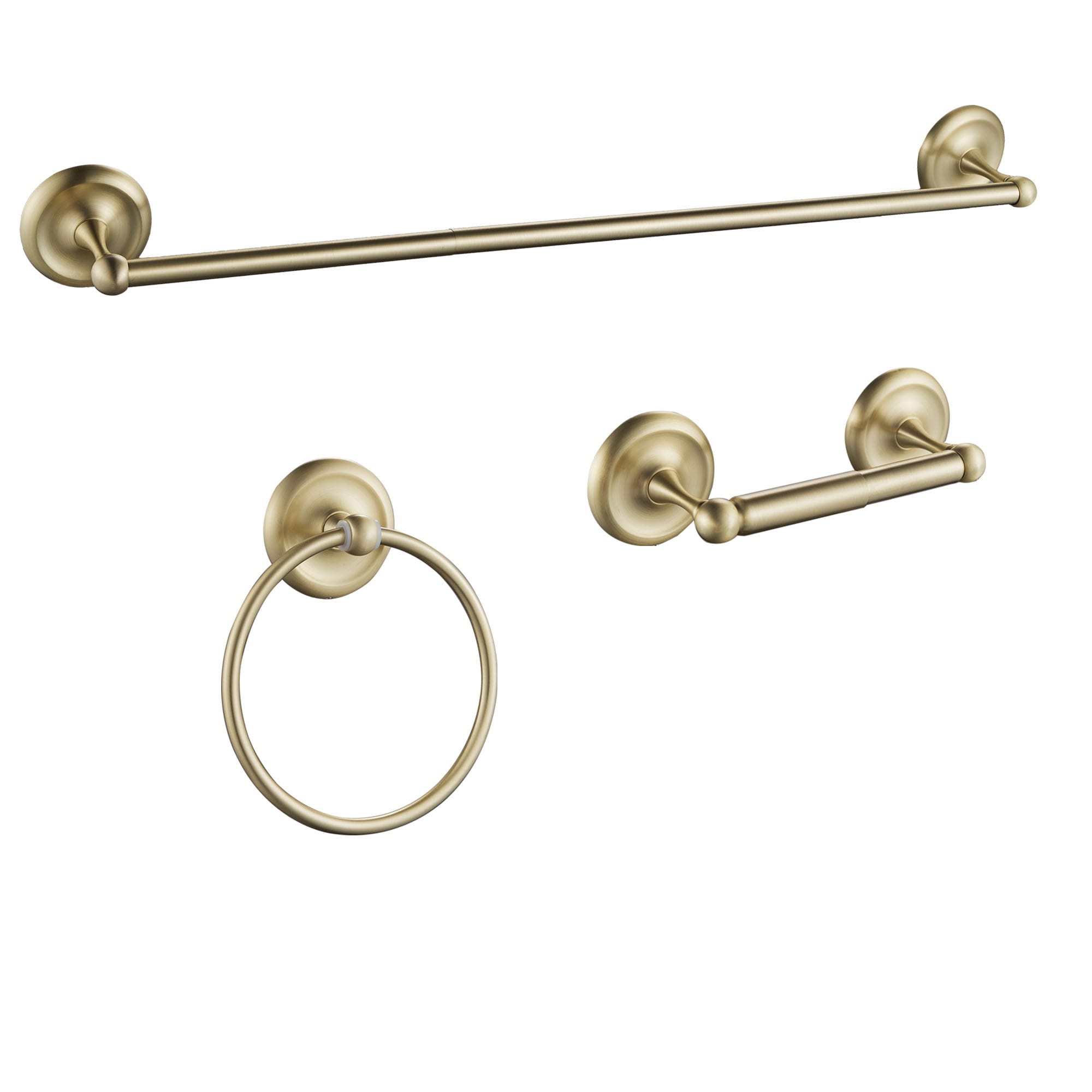 FORIOUS LL19101G3A 3 -Piece Gold Decorative Bathroom Hardware Set Towel Bar, Toilet Paper Holder, Towel Ring Included