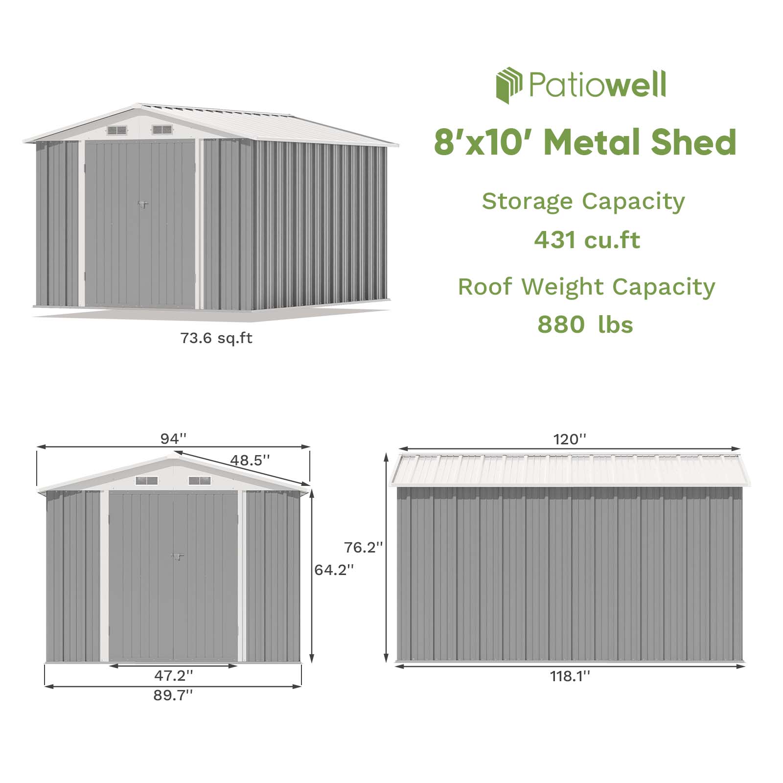 Patiowell WES-PS23-0355A-4 Metal-Storage-Buildings-Sheds - View #8