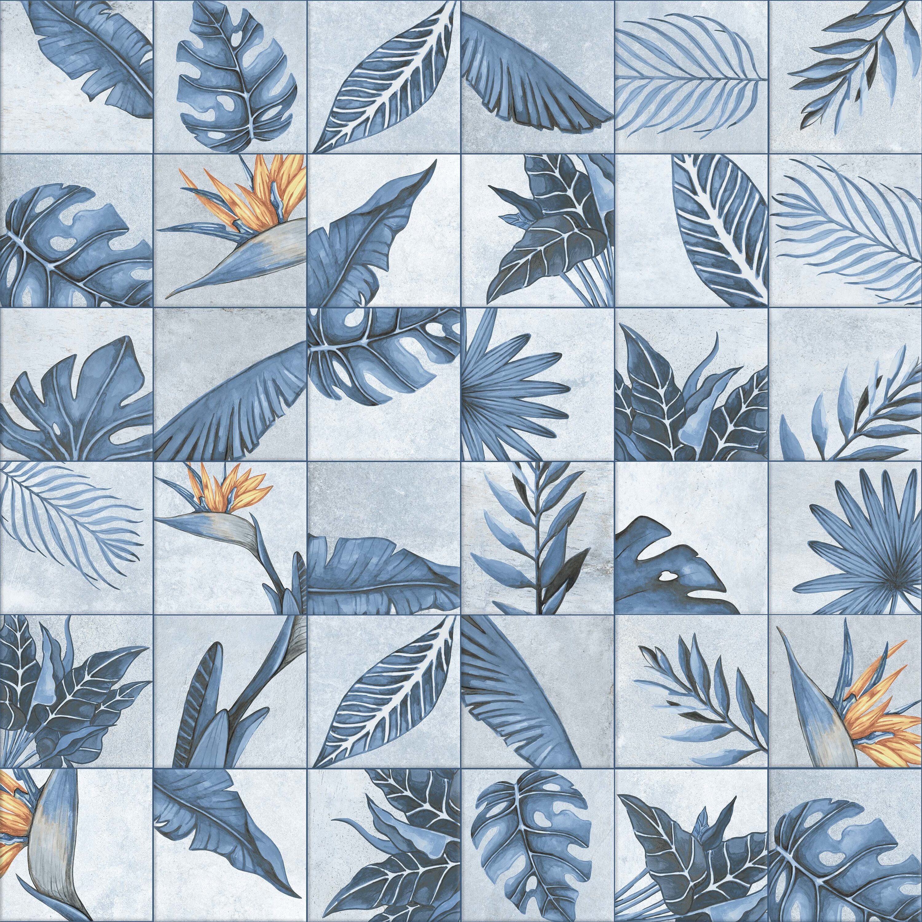 Affinity Tile S1FCD10NUSAB Sample- Nusa Sapphire 8-in x 8-in Multi-finish Porcelain Patterned Floor and Wall Tile