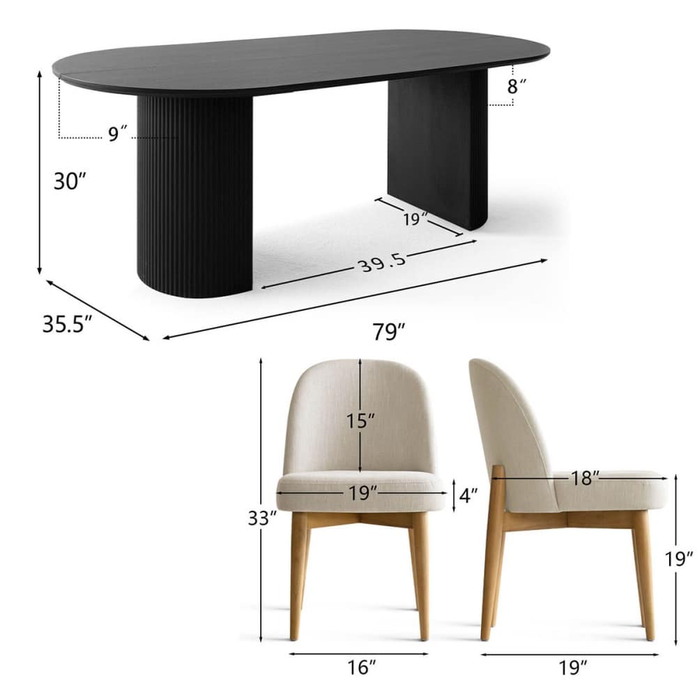 Maison Boucle DWEN-BK+HAVANABEIGE8 Dining-Sets - View #3
