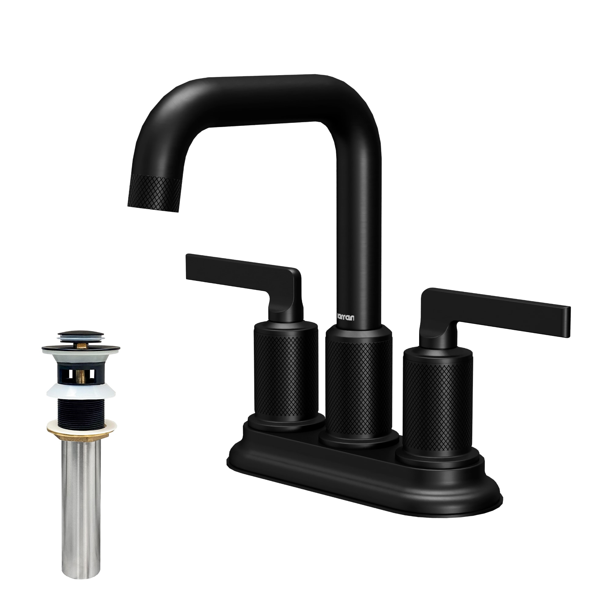 Karran KBF536MB Gillingham Matte Black 4-in centerset 2-handle Low-arc Residential Handle Bathroom Sink Faucet with Drain
