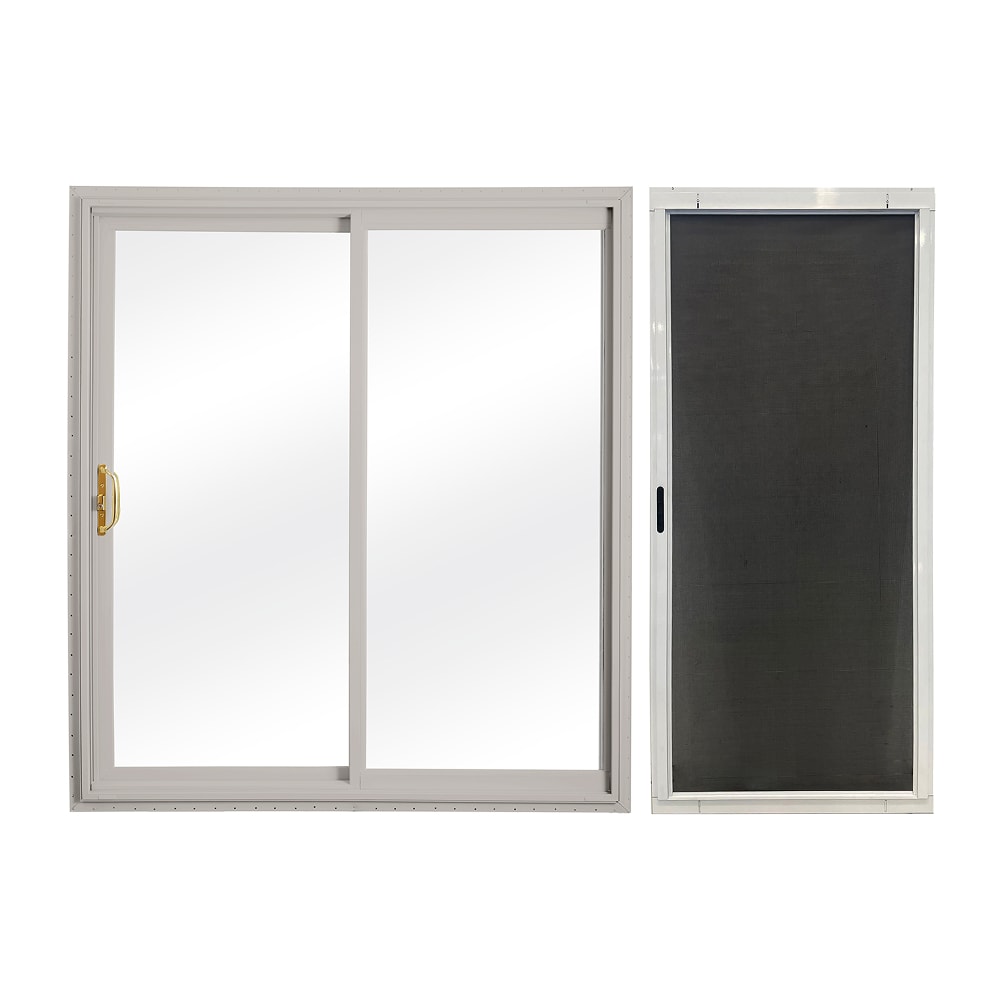 RELIABILT  72-in x 80-in Gray Vinyl Universal Sliding Double Patio Door with Screen