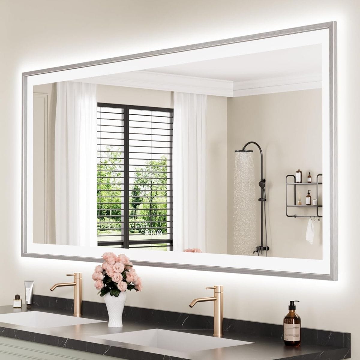 Blisstyle SEGBVEZCR PREMIUM 20-in x 30-in Polished Frameless Rectangle Dimmable LED Lighted Fog Free Bathroom Vanity Mirror ( Clear )