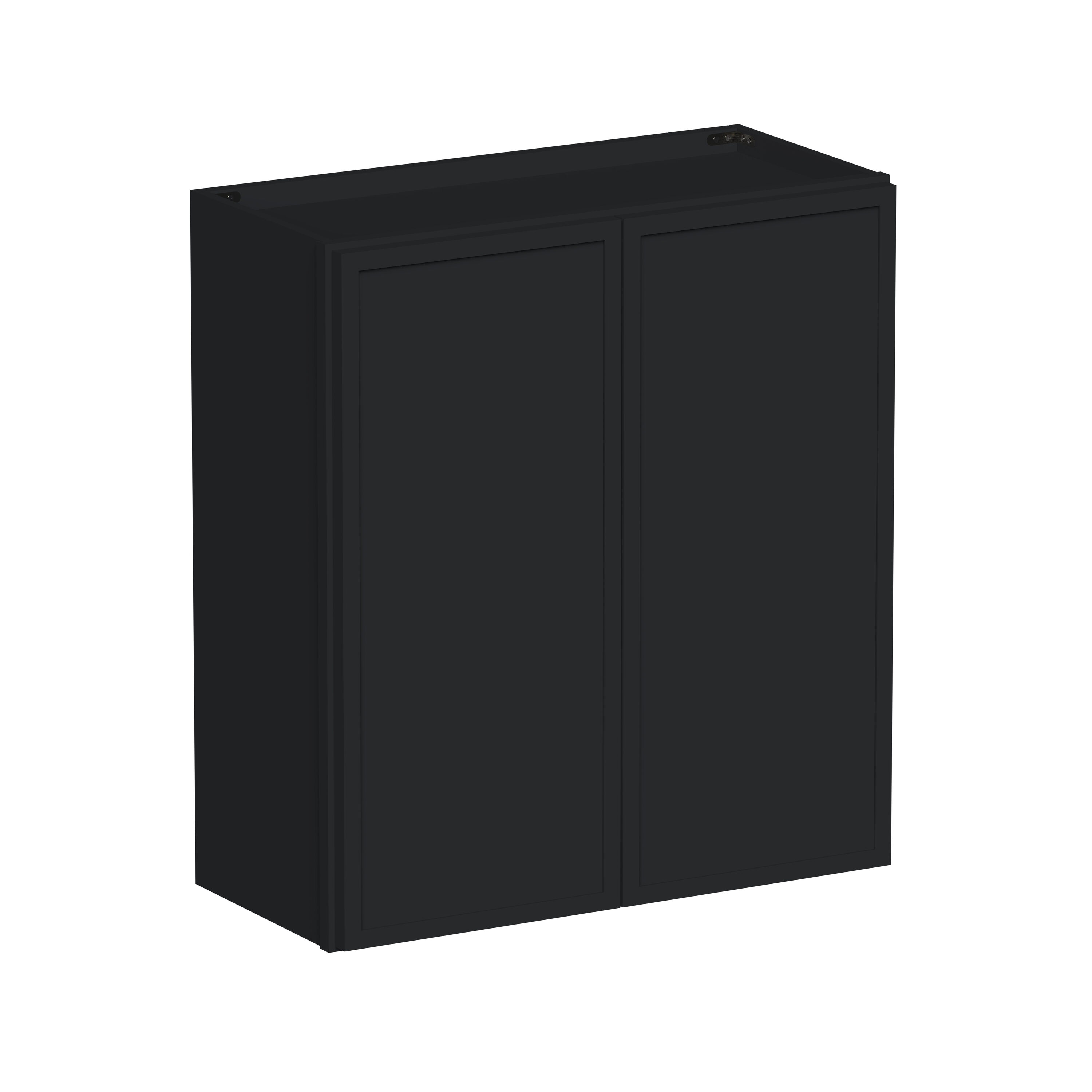 Boyel Living 27-in W x 30-in H x 12-in D Black Shaker Ready-to-Assemble Kitchen Wall Cabinet with Soft-Close Hardware #BL-W2730SSE