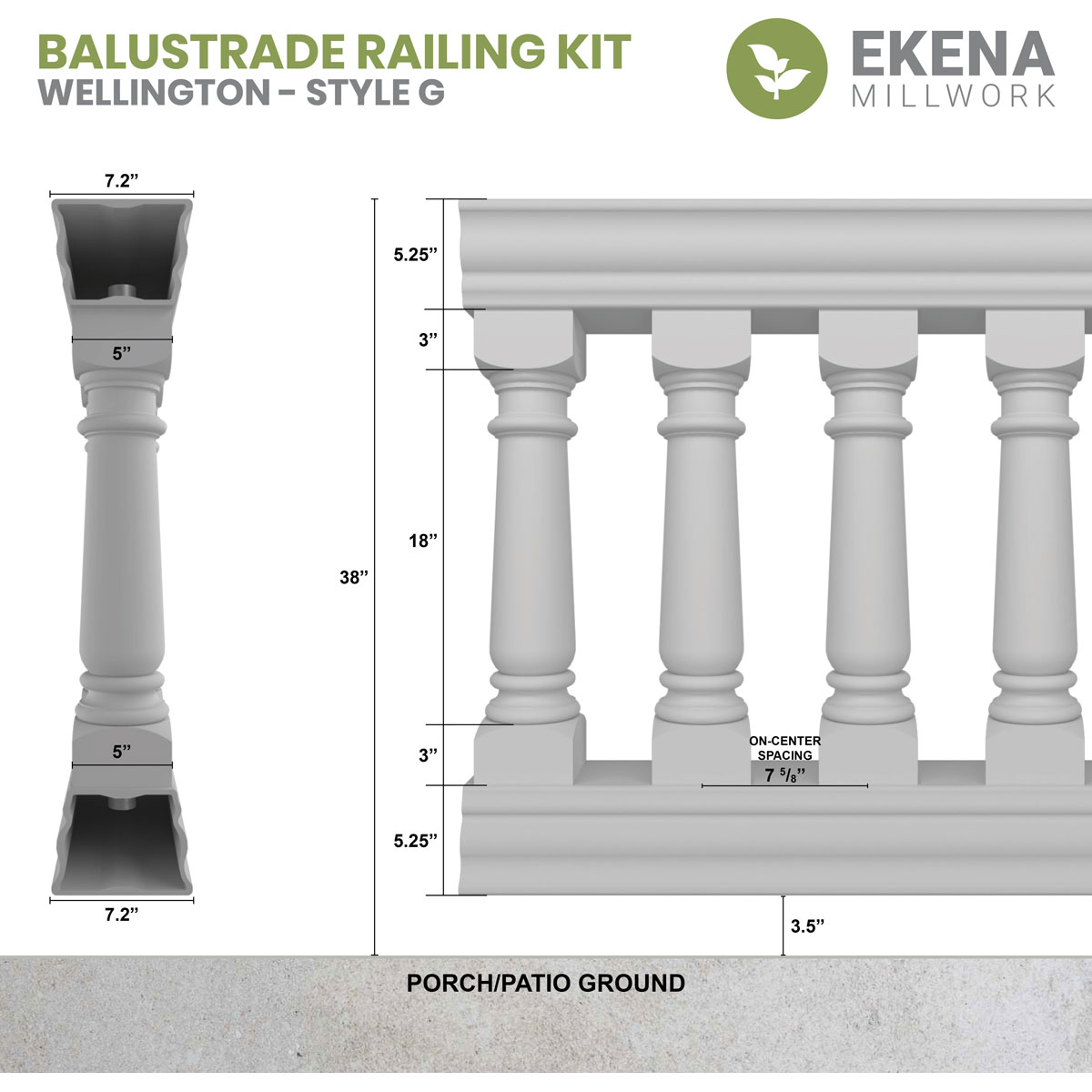 Ekena Millwork BALK38X120WEG railings - View #2