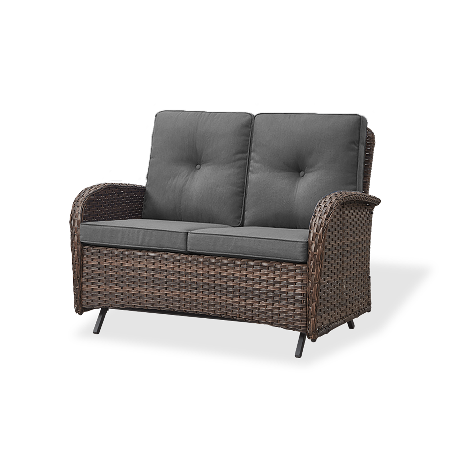 Rilyson New Juno Wicker Outdoor Loveseat with Gray Cushion(S) and Wicker  Frame