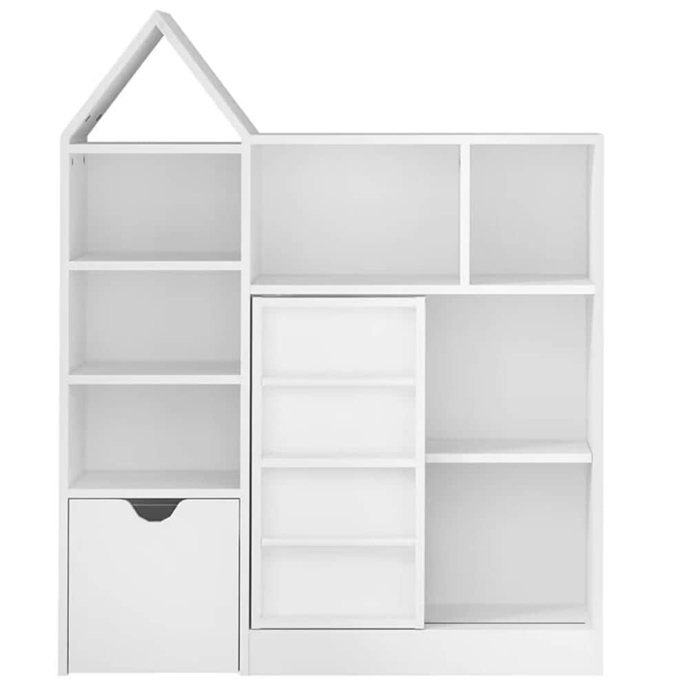 Qeetex JXNAG-PHO-14O1Z8K8 Kids Toy Storage Organizer and Bookshelf Floor Storage Cabinet Toy Chest with Movable Drawers Bookshelf with Storage Cubbies Toy Box for Playroom Bedroom Classroom Library-White
