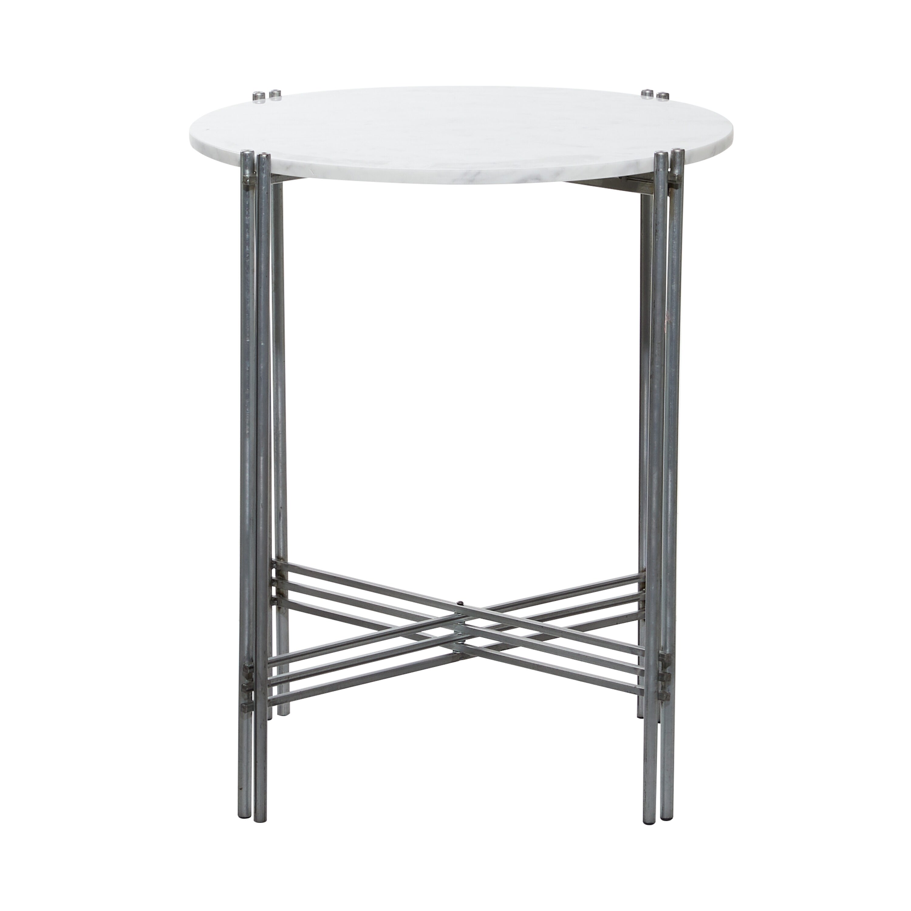 Grayson Lane Silver with Marble Top Stone Round Modern End Table in the ...