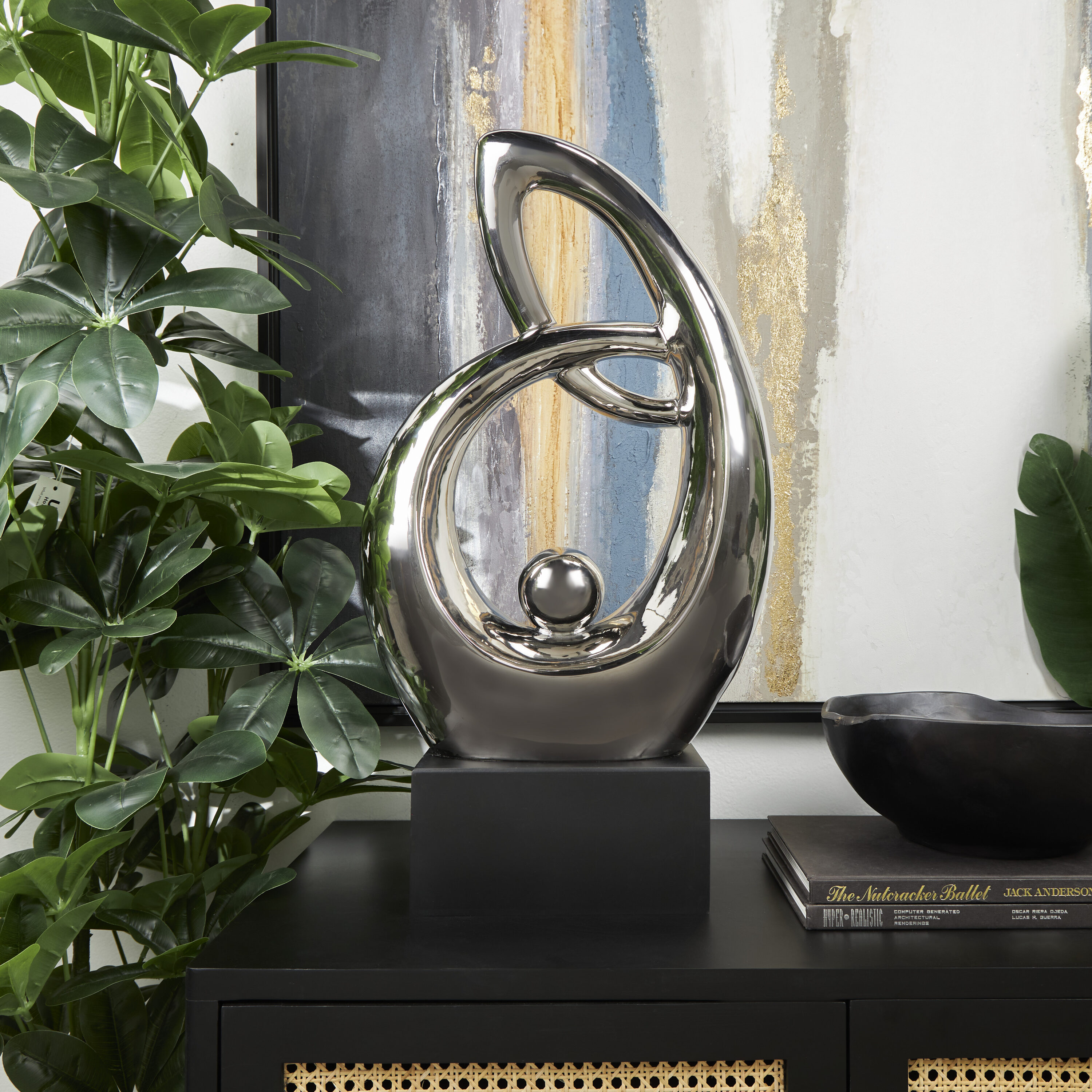 Grayson Lane 821410 Silver Ceramic Modern Sculpture