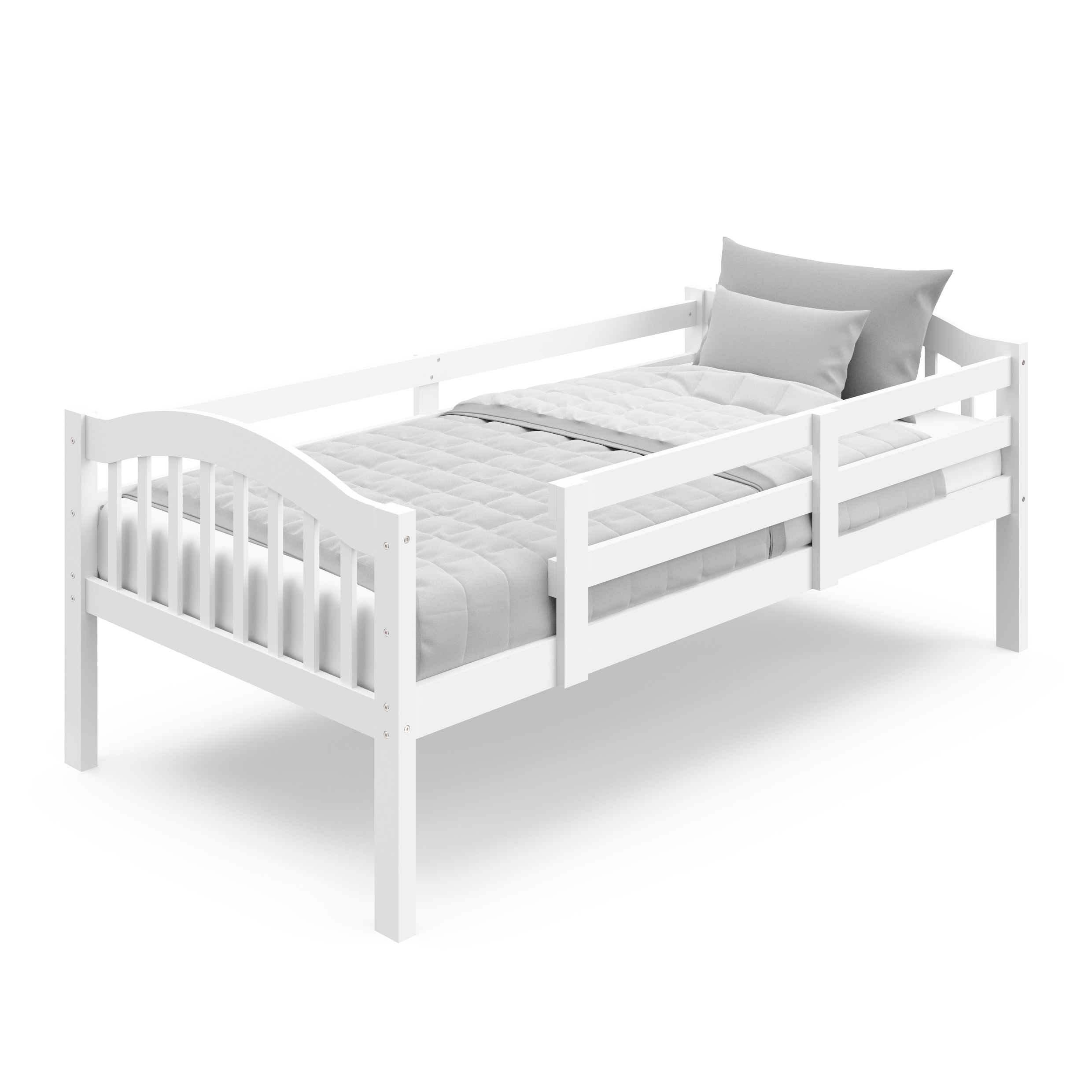 White Twin Mission Wood Bunk Bed with Headboard and Slats