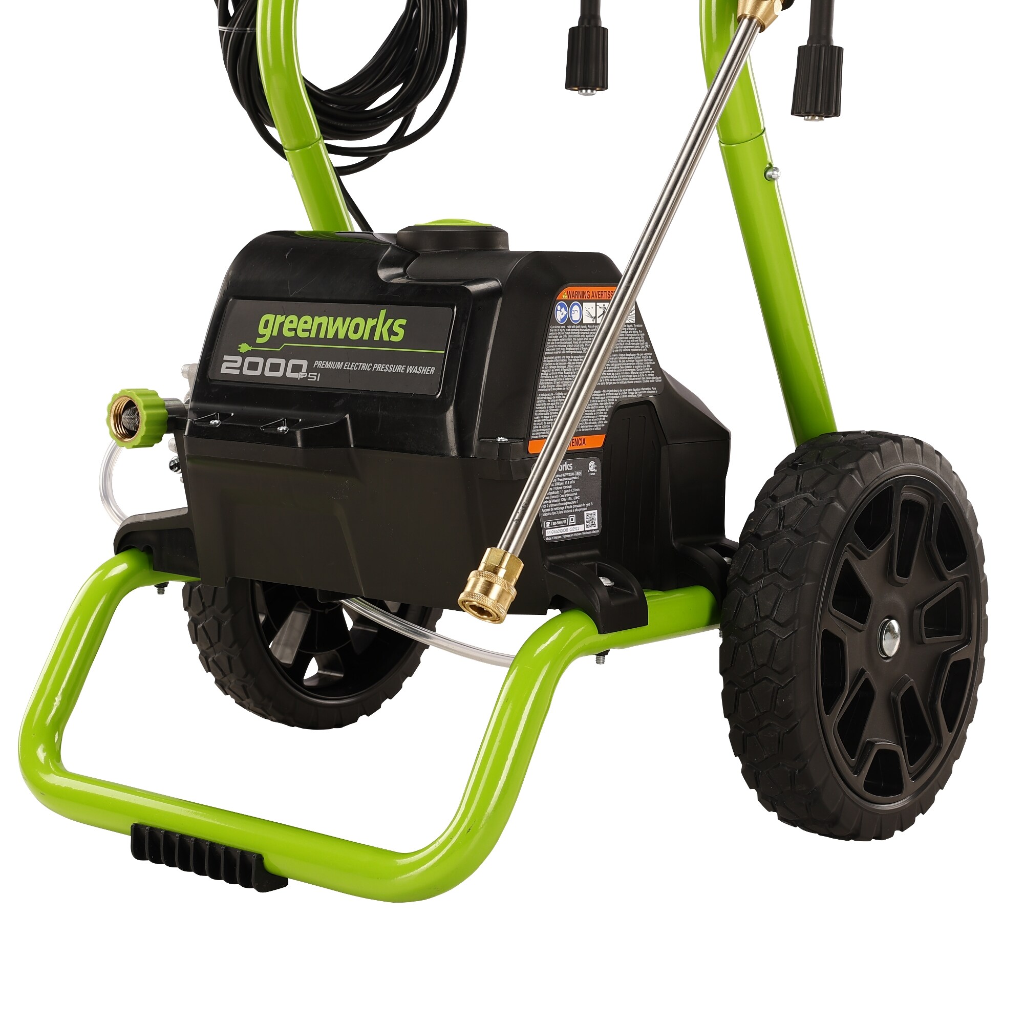 Greenworks 2000 Max PSI @ 1.1 GPM (13 Amp) Electric Pressure Washer  GPW2000-1RG + Greenworks Surface Cleaner Universal Pressure Washer  Attachment