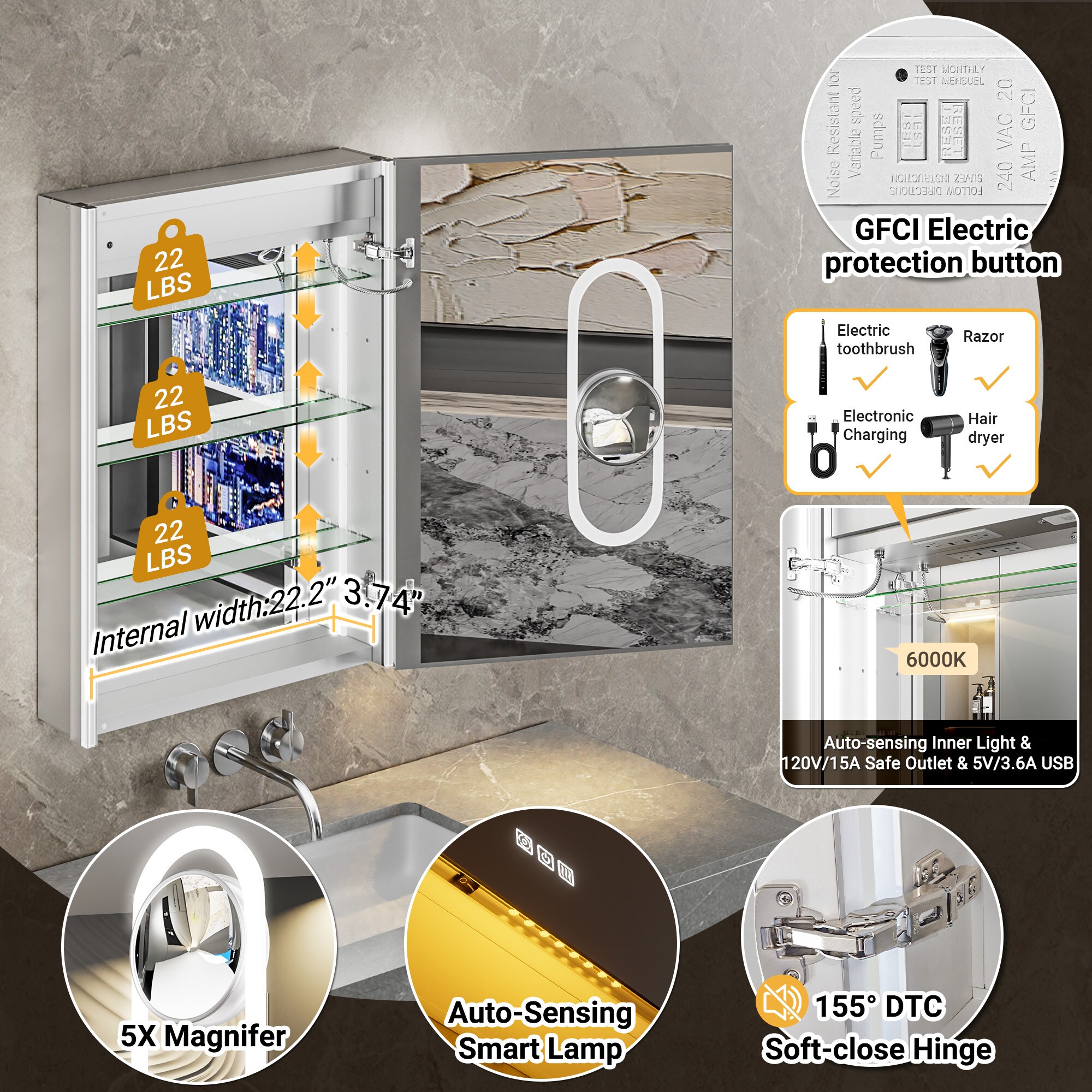 QueenFun MCALP2432R Bathroom-Medicine-Cabinets - View #5