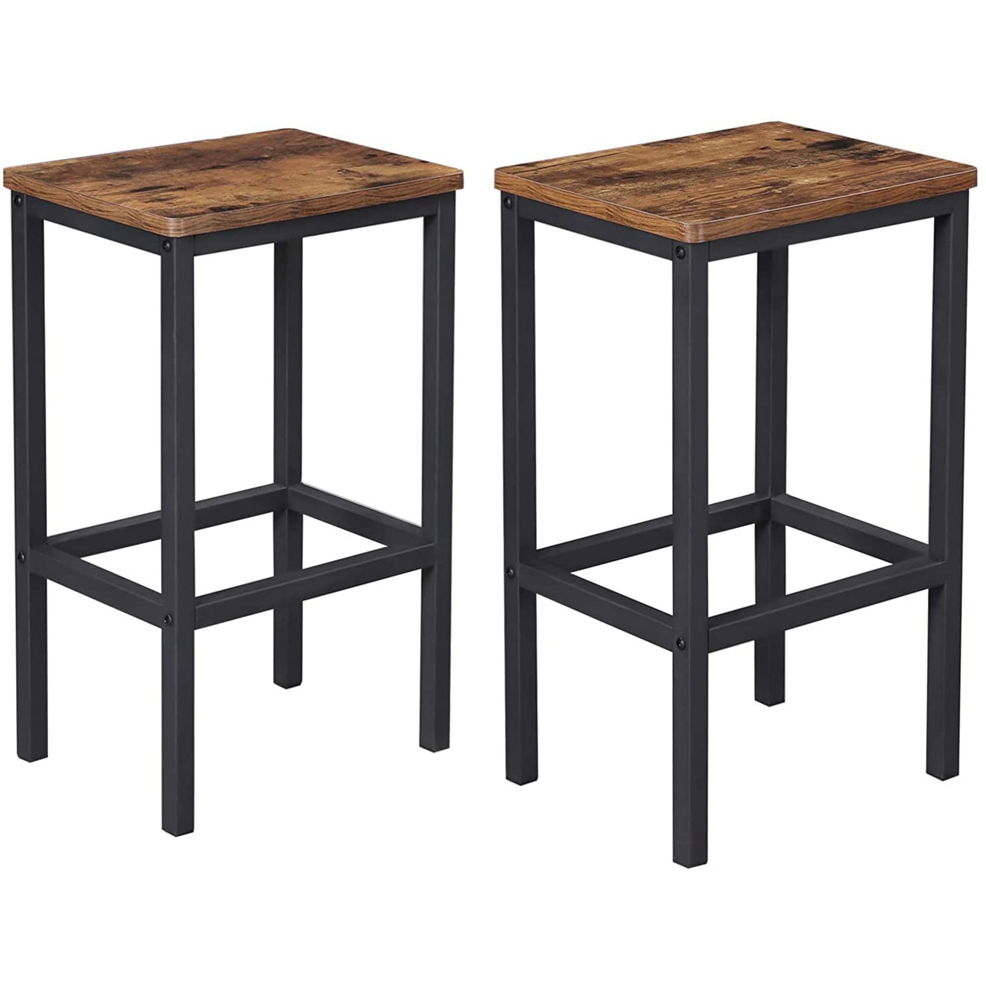 Benzara BM233377 Set of 2 Brown and Black 25.6-in H Counter height Metal Backless Bar Stool