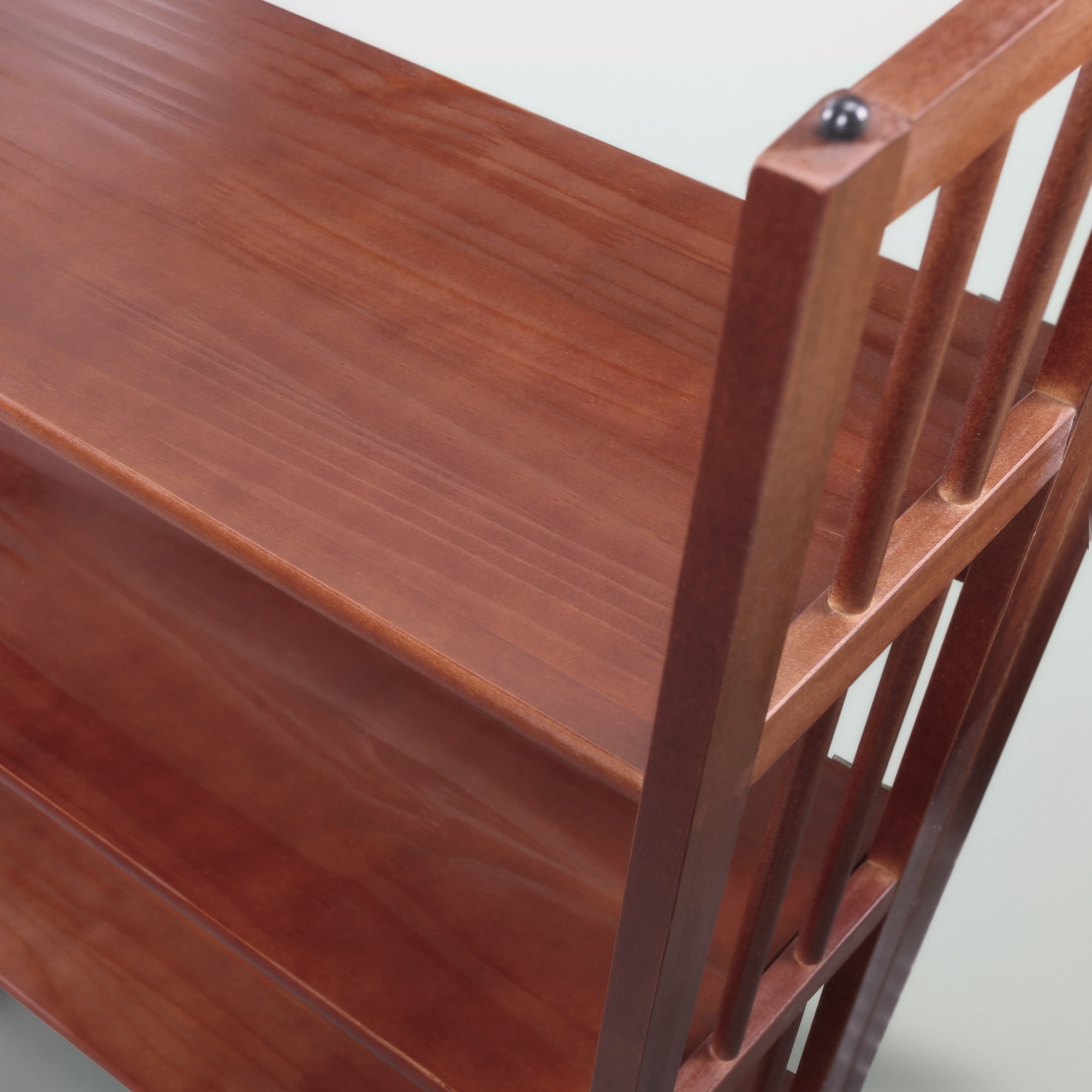 Walnut Finish 3-Shelf Solid Wood Stackable Folding Bookcase