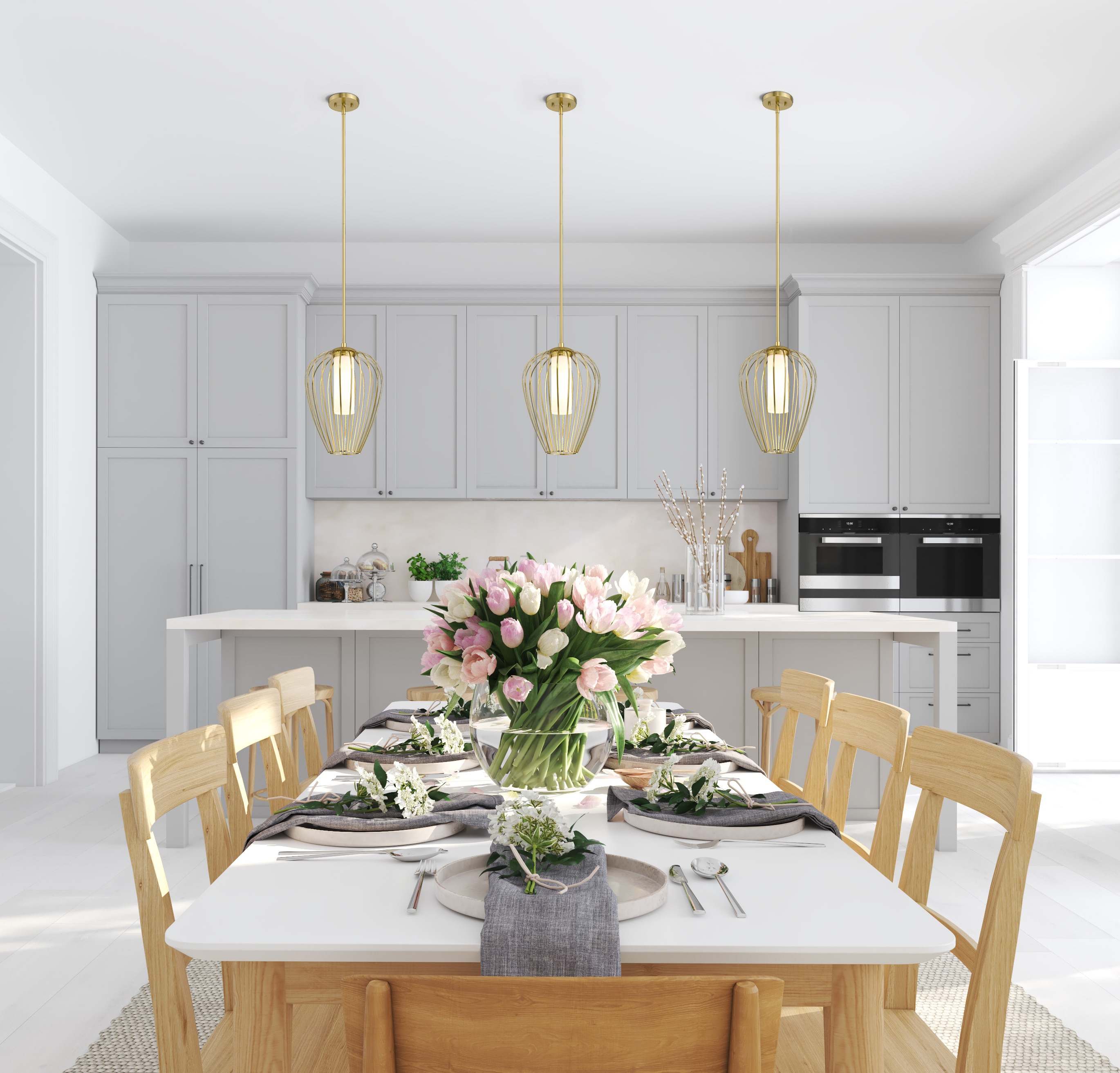 Modern Gold 12" Glass Pendant Light with Opal Shade