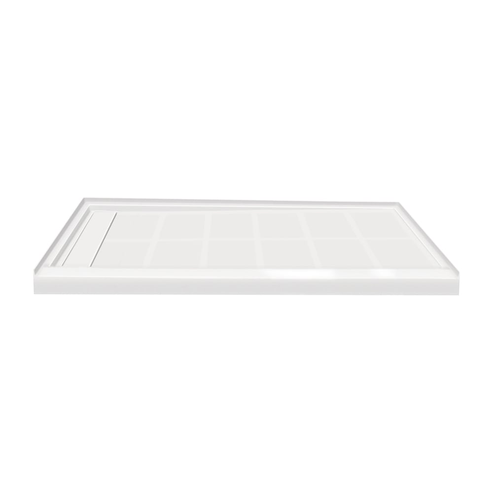 Transolid FL6034L-31 Linear 34-in W x 60-in L x 4-in H White Single Threshold Rectangle Shower Pan Base (Left Drain)