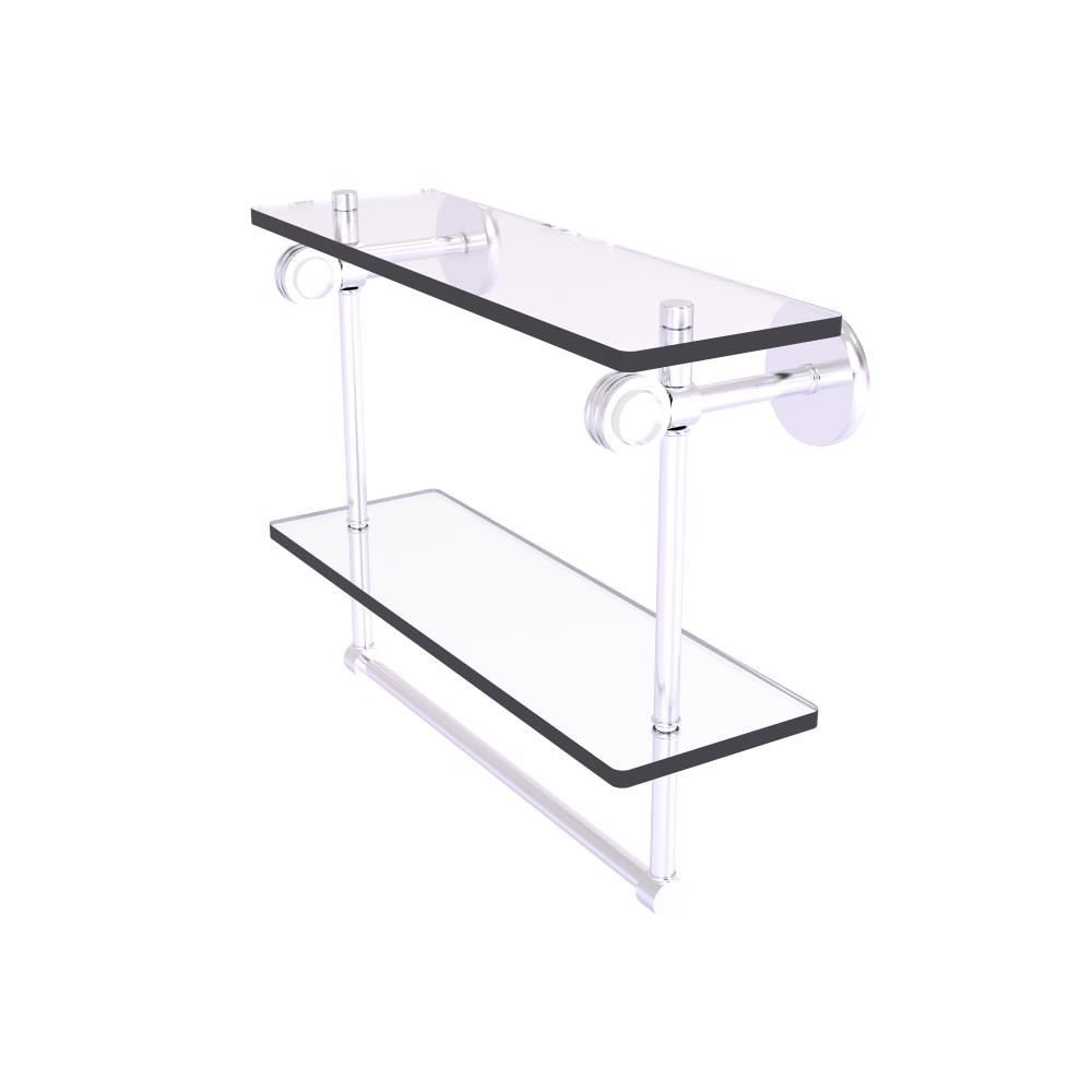 Allied Brass CV-2TBD-16-SCH Clearview Satin Chrome 2 -Tier Wall mount Bathroom Shelf ( 16-in x 12.8-in x 5-in )