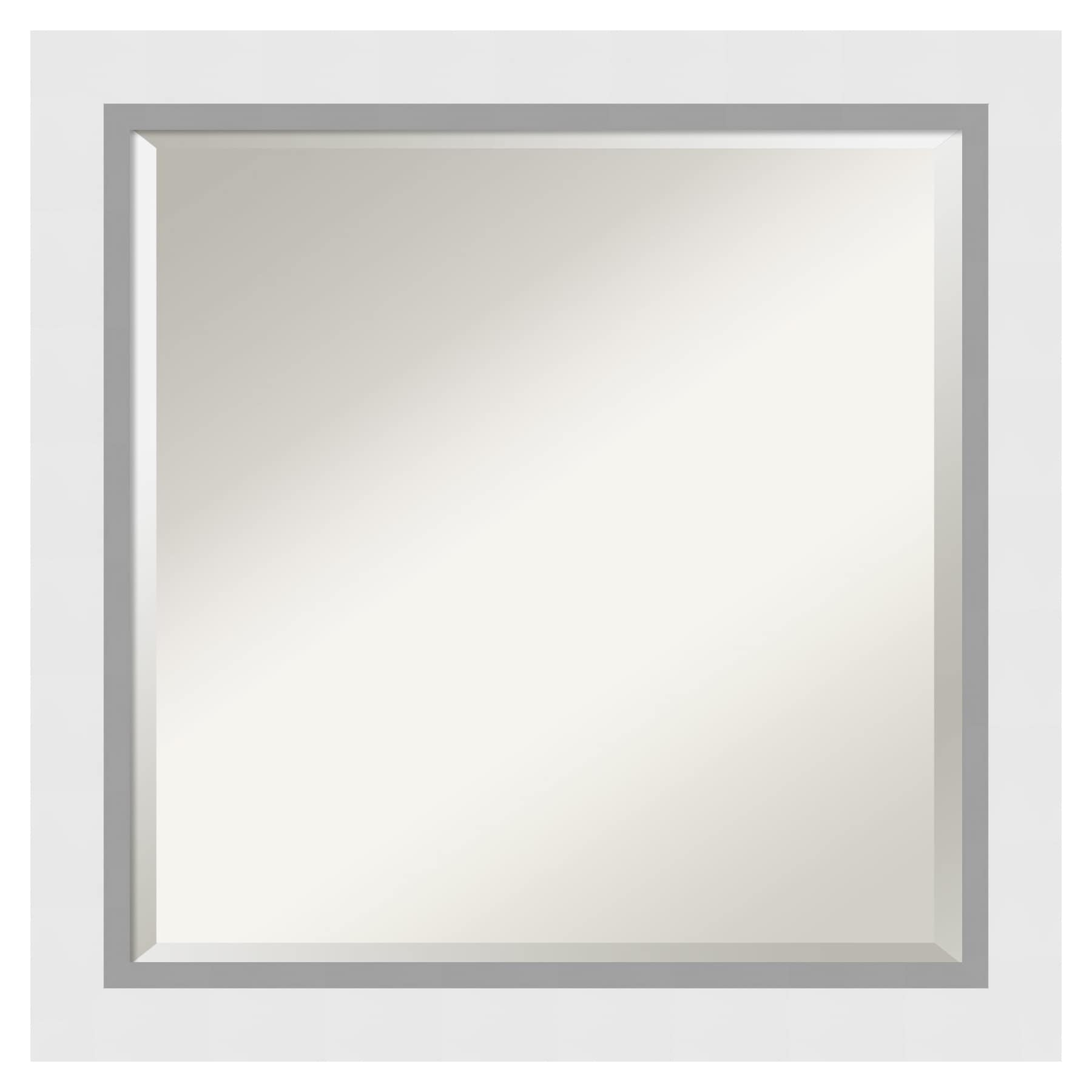 Amanti Art DSW4407194 Blanco 24.0-Inches x 24.0-Inches Framed Square Bathroom Vanity Mirror ( Satin White )