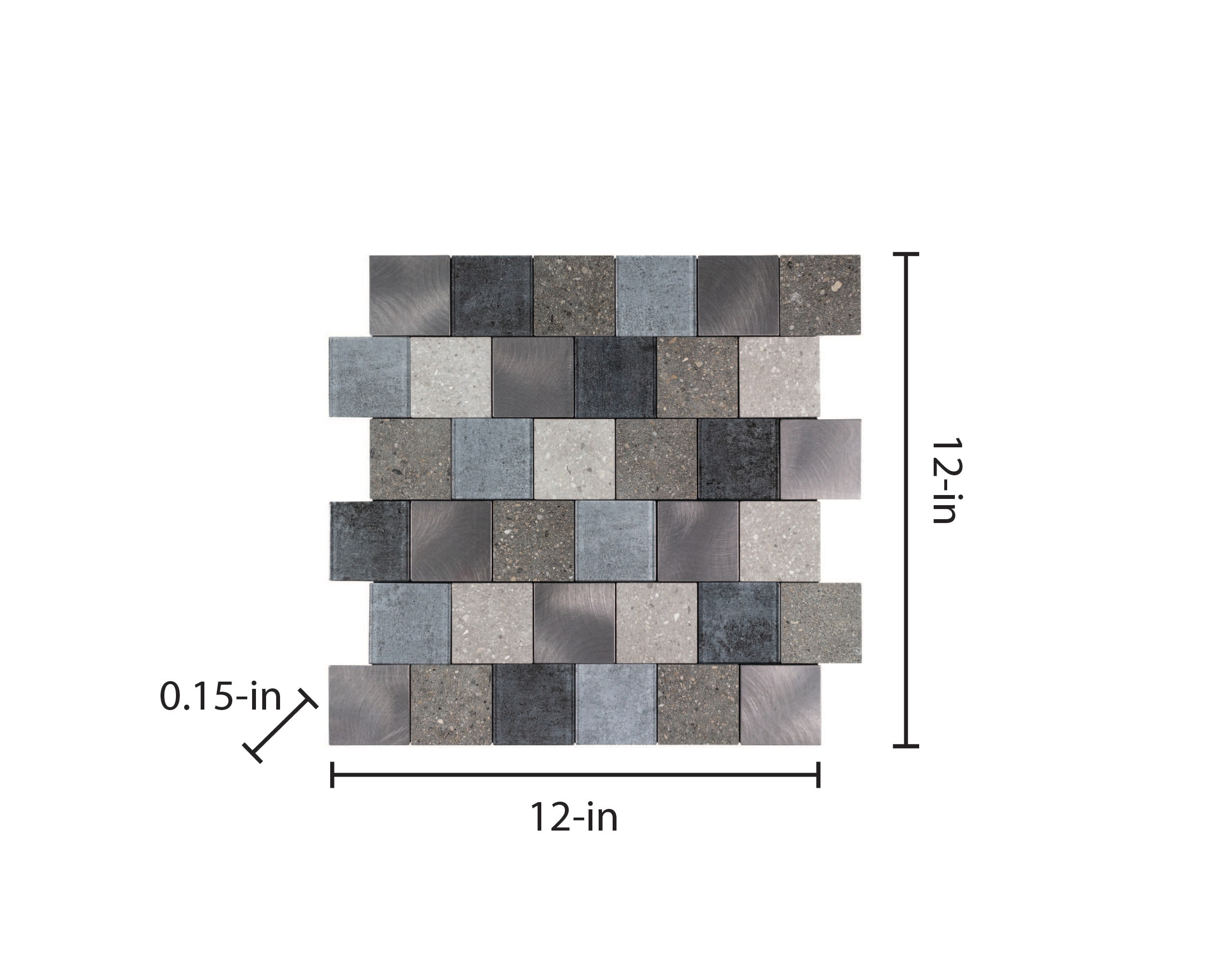 Peel&Stick Mosaics Peel & Stick Peel and Stick Stainless Steel Block 12 x 12 Metallic Metal Linear Peel-and-Stick Wall Tile - Each