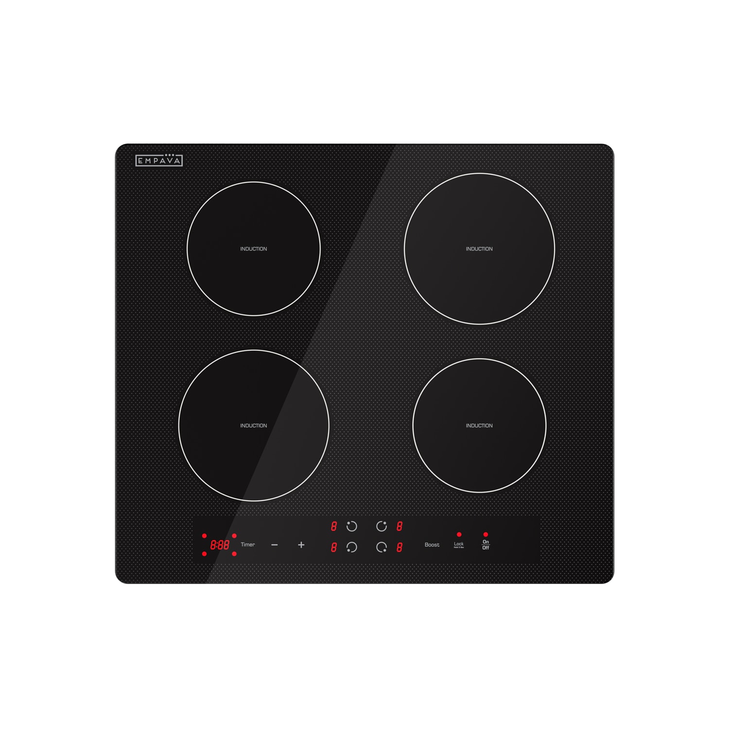 Empava EMP-IDC24 240V Electric Stove 24-in 4 burners Black Induction Cooktop with Bridge Element