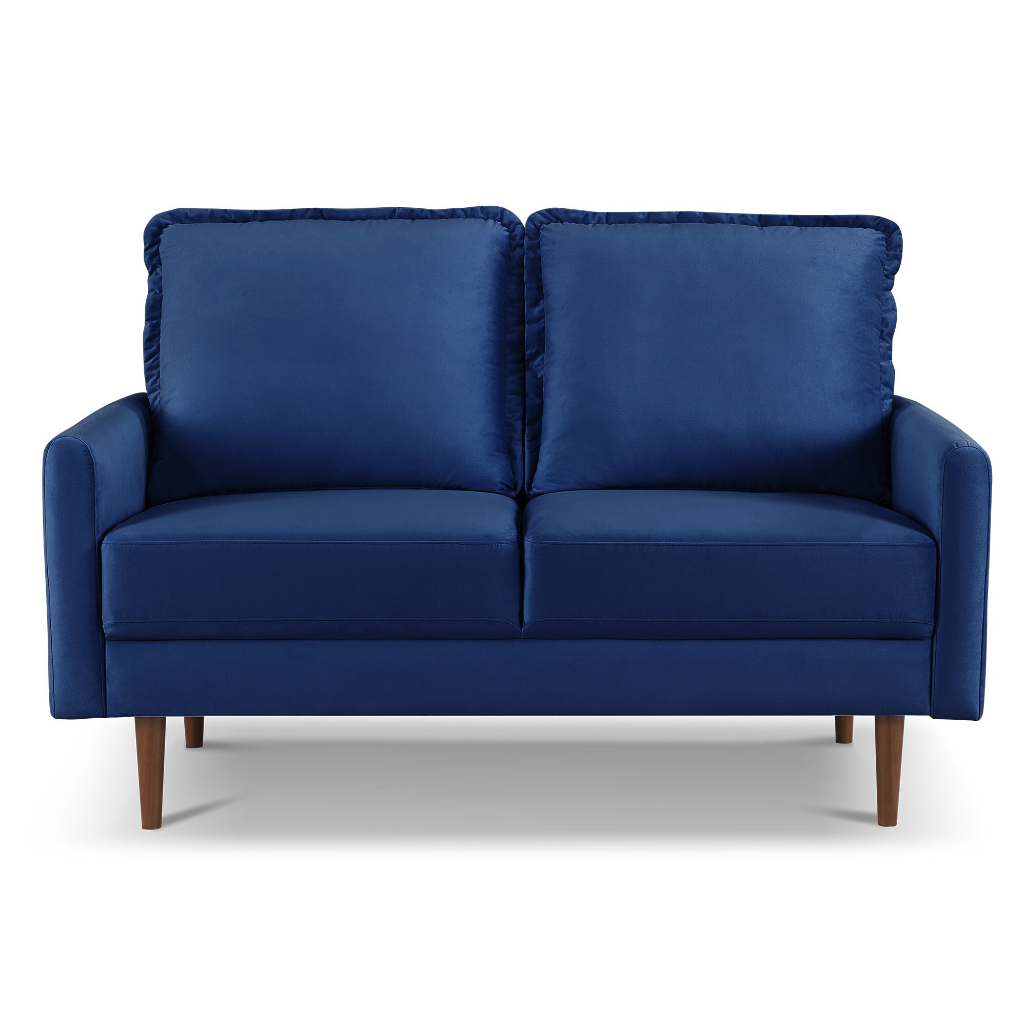 57 Inch Blue Velvet Loveseat with Solid Wood Legs