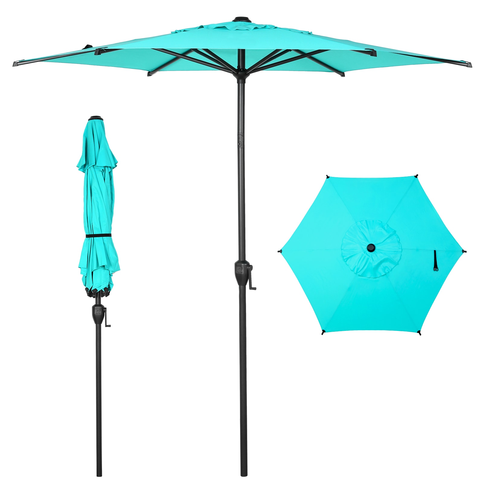 Abba Patio USABPU0100138 7.5-ft Steel Blue Push-button Tilt Market Patio Umbrella