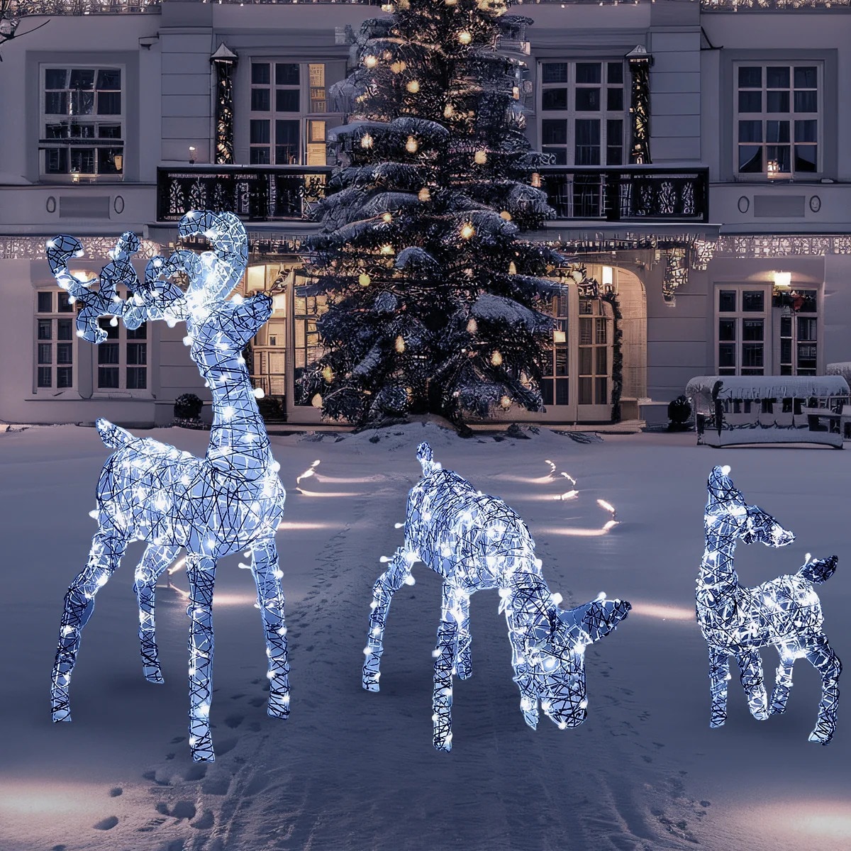 SYNCFUN 48 in Lighted Reindeer 3 Pack Christmas Decor 30707 at Lowes