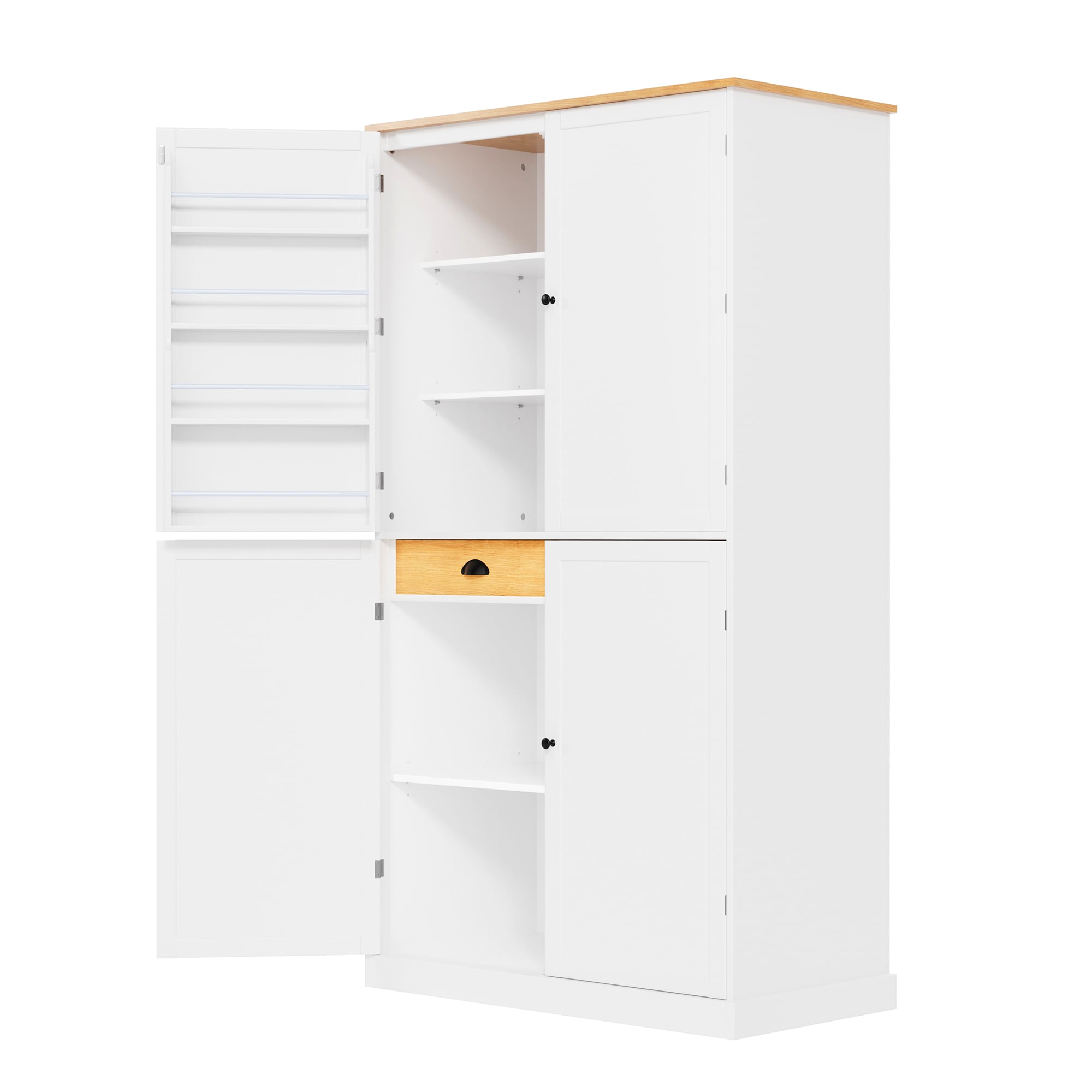 Bybafun YA0100212 Country White Pantry with Wine Storage