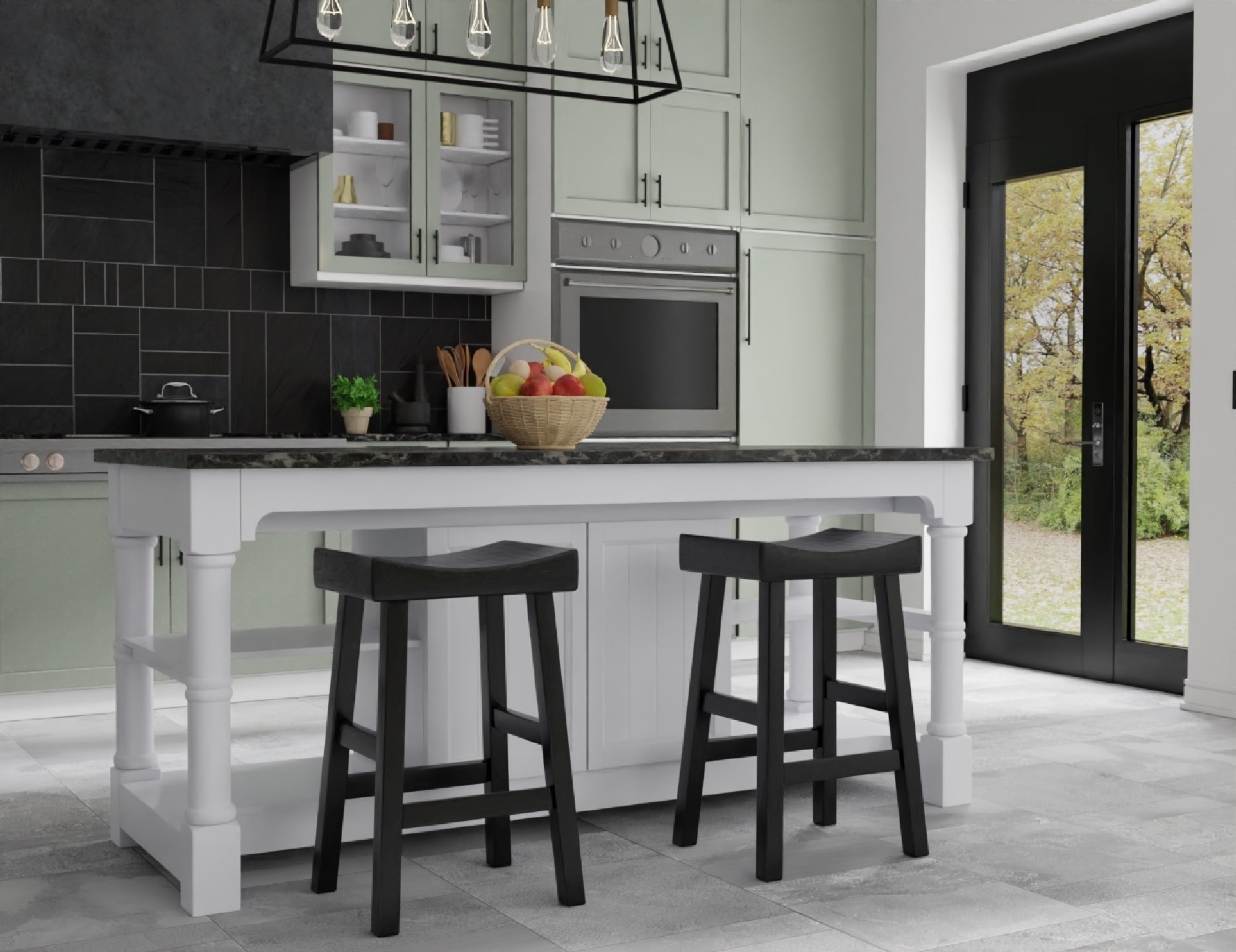 Black Wood 30" Saddle Style Backless Bar Stool