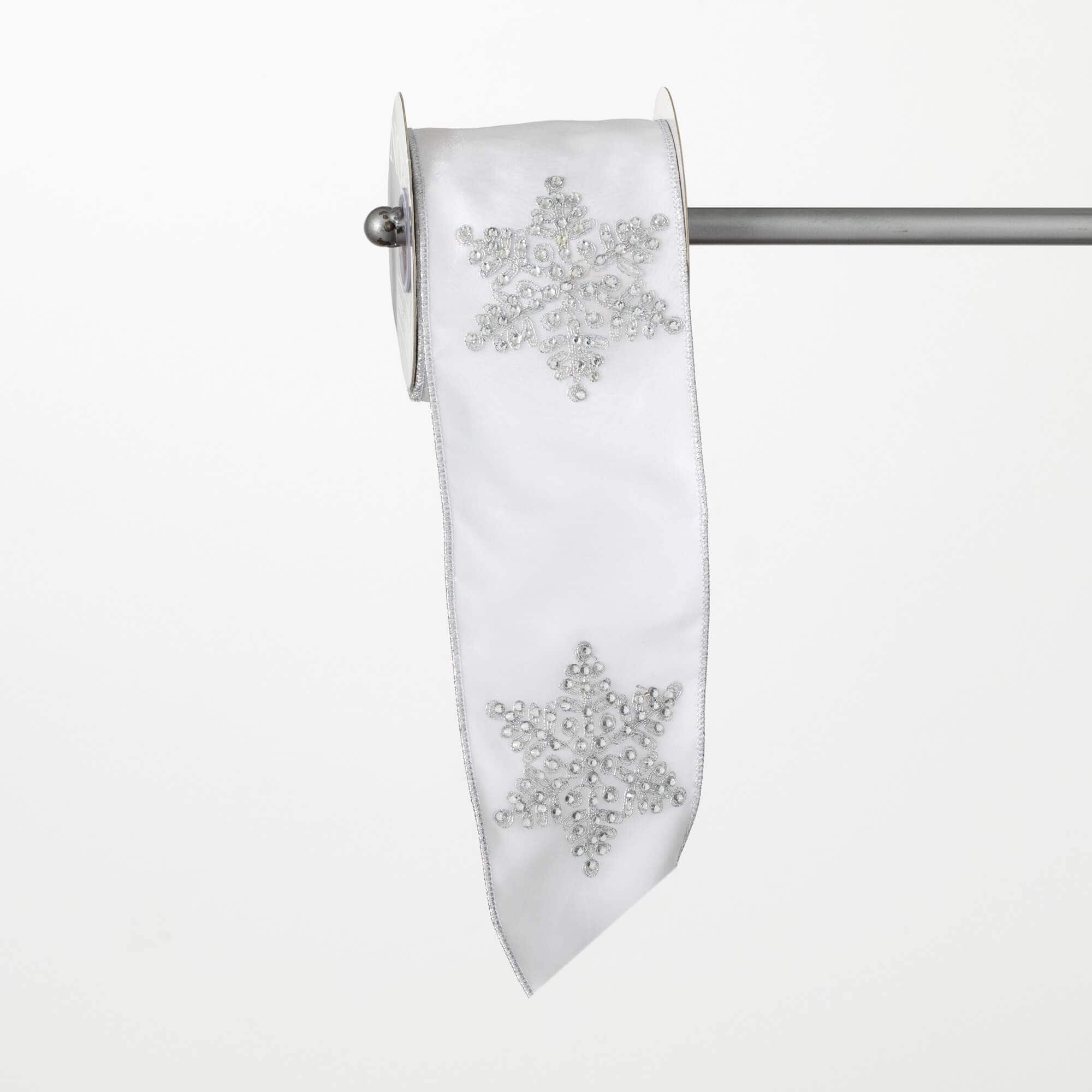 Sullivans RB398 Fresh Snowfall 15-Feet L x 4-Inches W White-Silver Ribbon