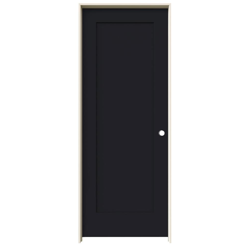 JELD-WEN LOWOLJW225300510 24-in x 80-in Black Solid core 1-panel square Left hand Smooth Prefinished Molded composite Flat Jamb Single Prehung Interior Door