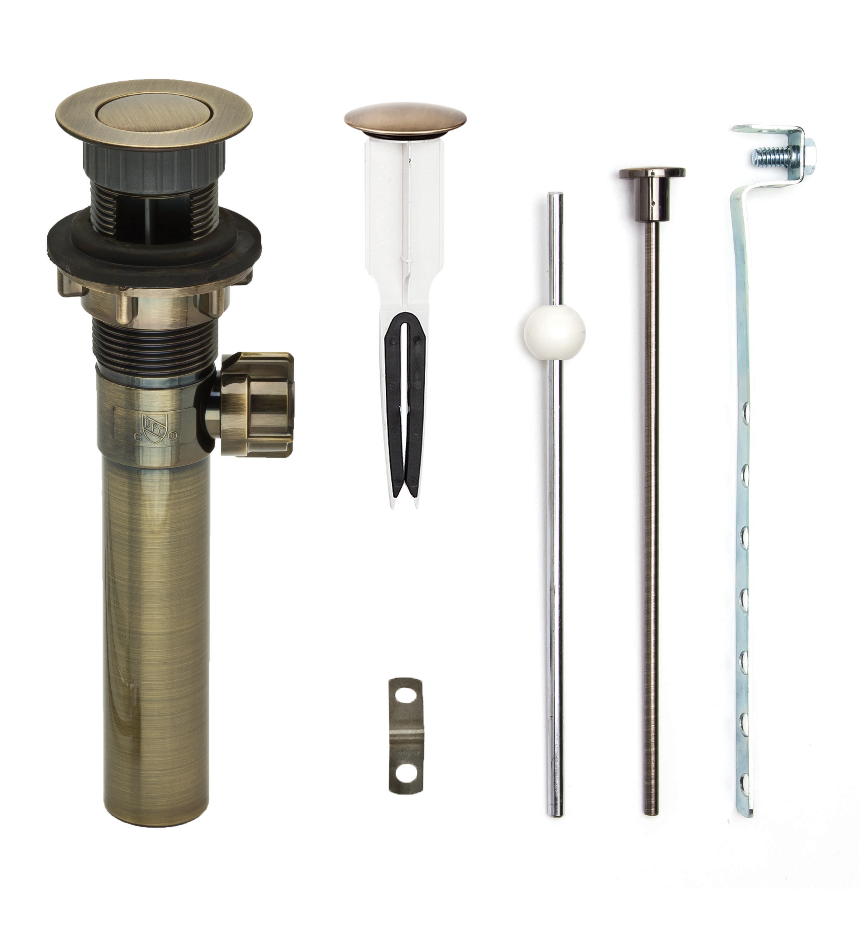 PF WaterWorks PF0736-AB-AB EasyPOPUP Antique Brass Bathroom Sink Pop Up Drain